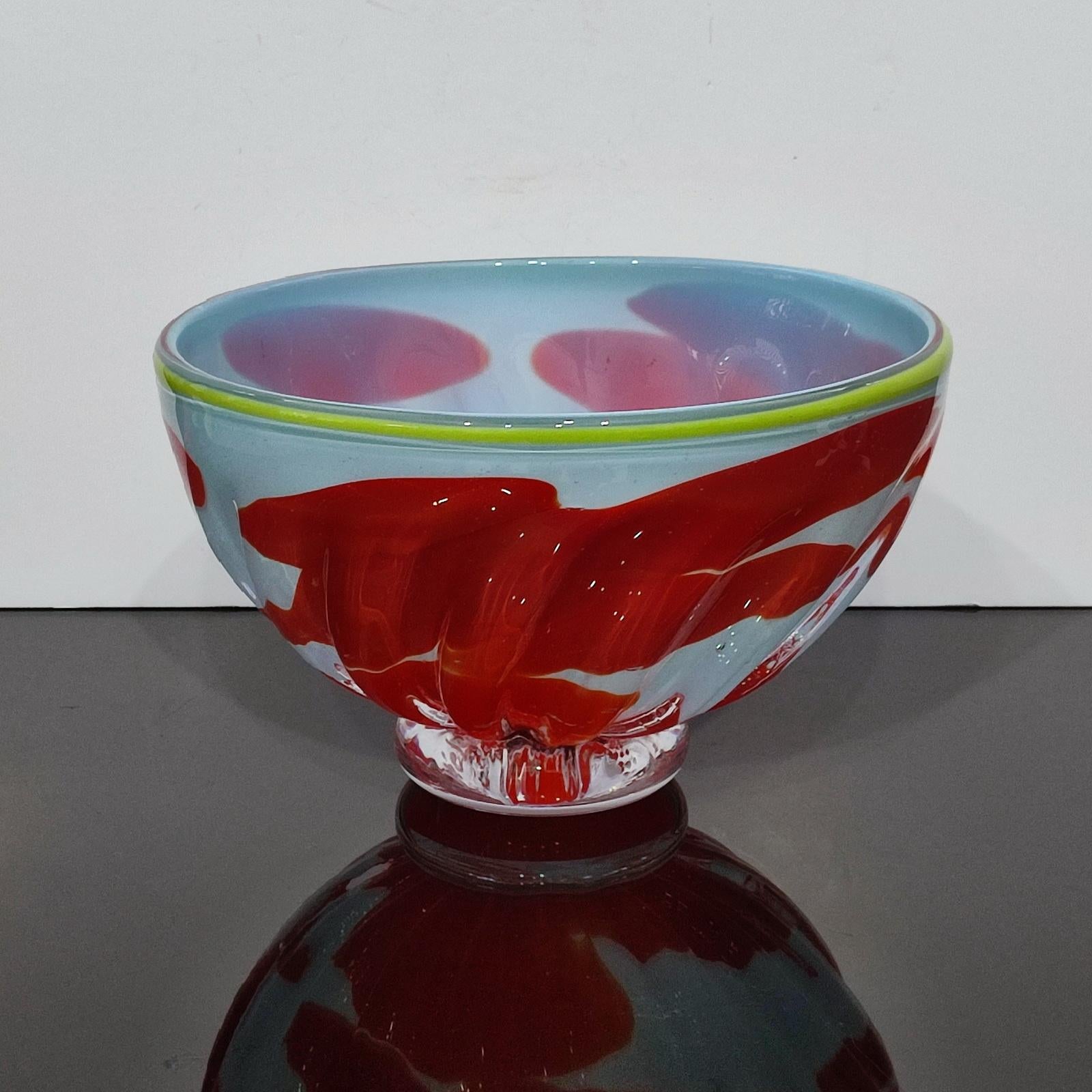 Hand-Crafted Impressive Fredrik Nielsen Unique Large Glass Bowl, 2003 For Sale
