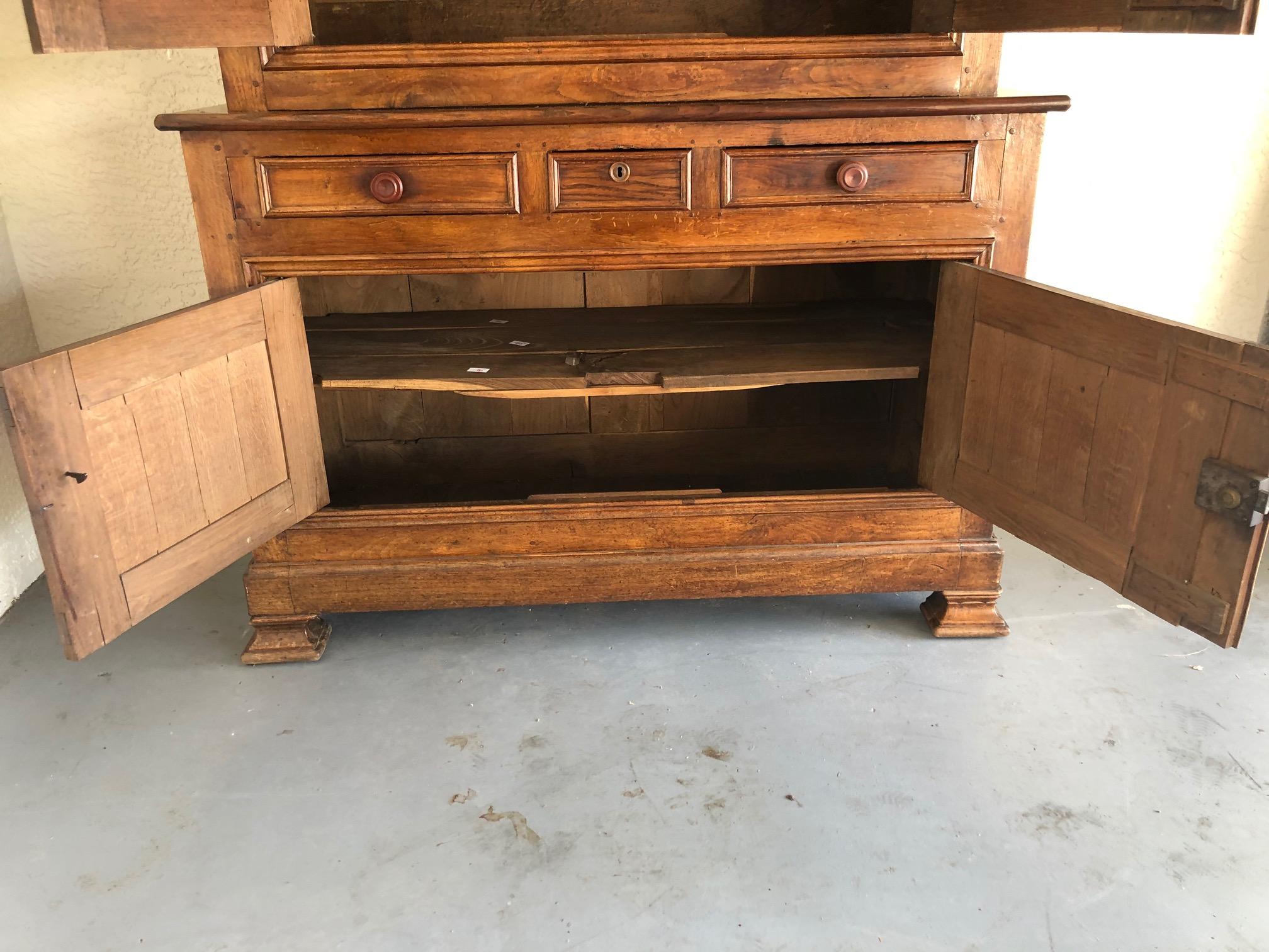 Impressive French 19th Century Walnut Deux Corps Buffet Cabinet 8