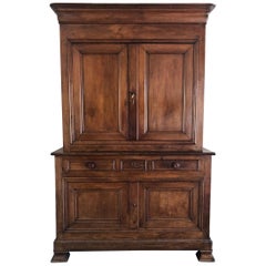 Impressive French 19th Century Walnut Deux Corps Buffet Cabinet