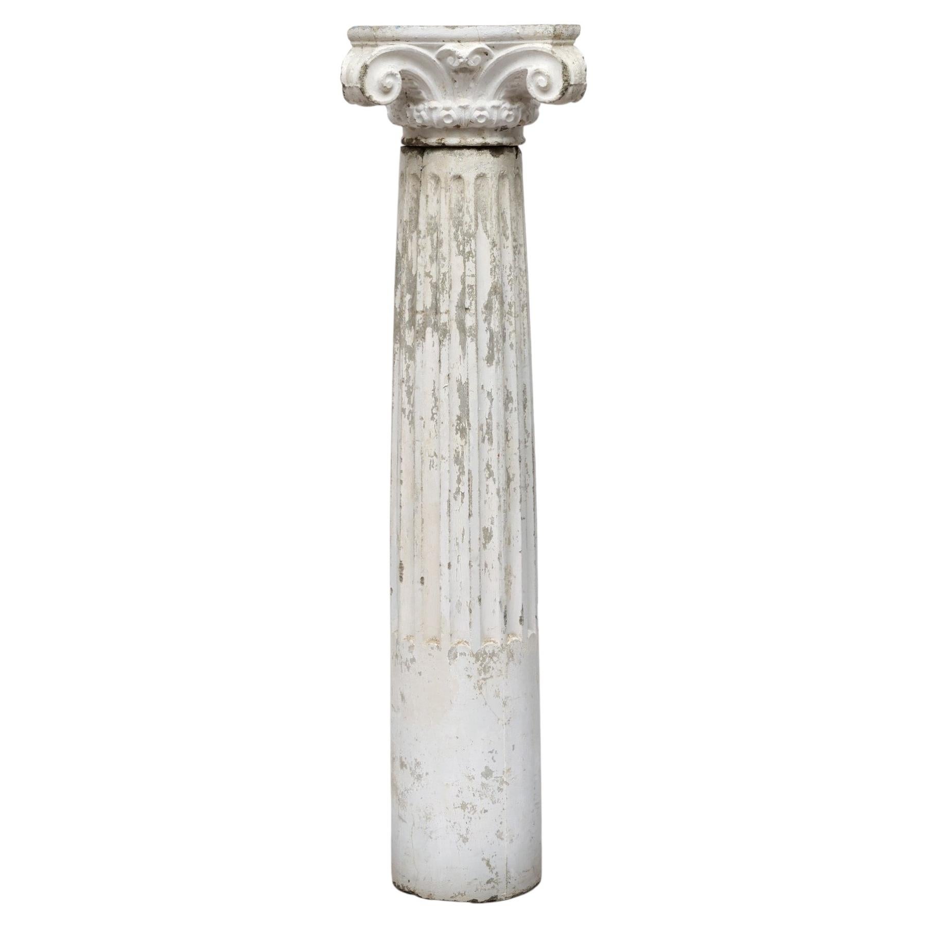 Impressive French Antique Concrete Ionic Column, Circa 1920