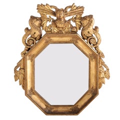 Impressive French Carved and Gilded 18th Century Mirror with Sparkling Plate