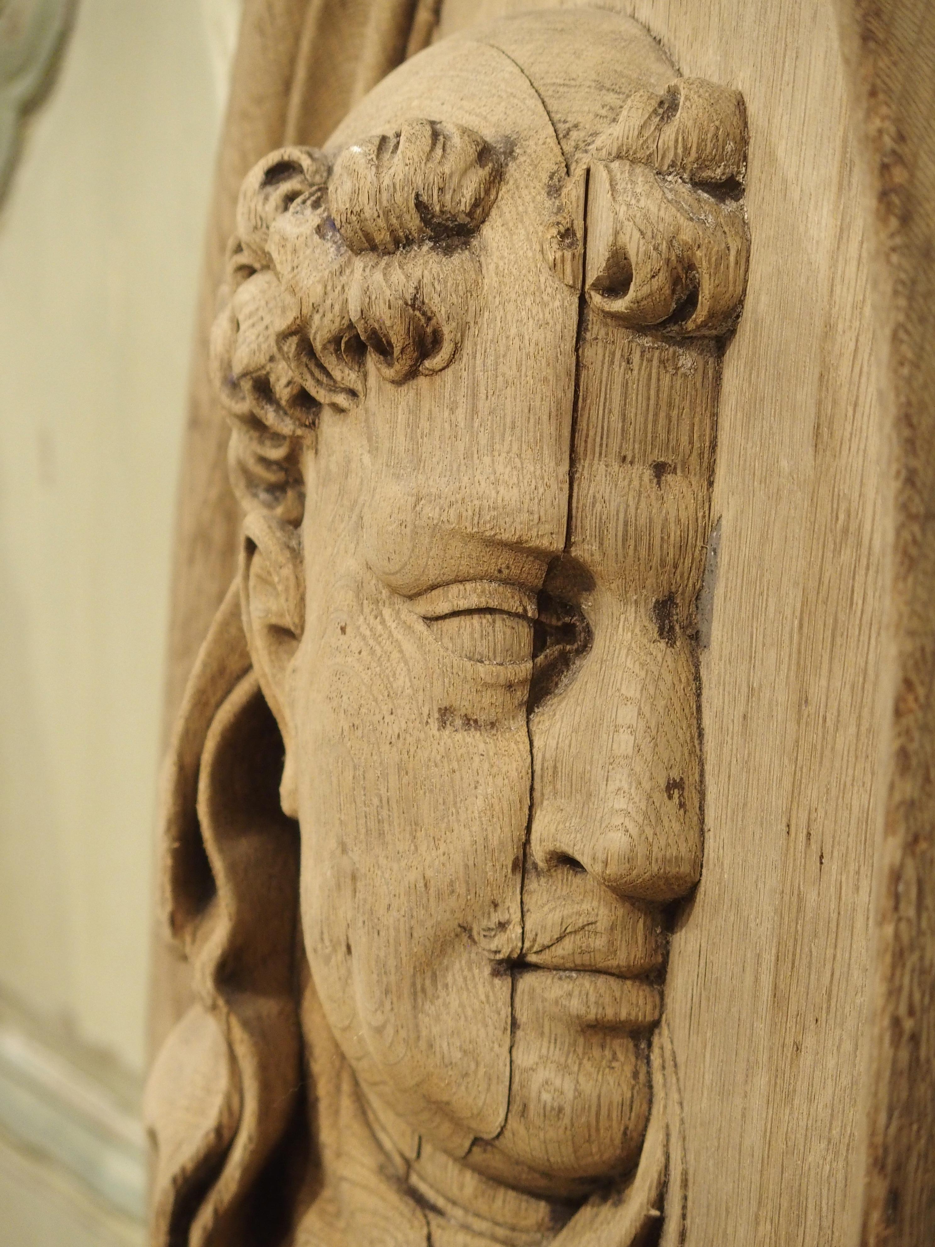 Impressive French Carved Heavy Oak Profile Plaque of a Monk, circa 1860 5