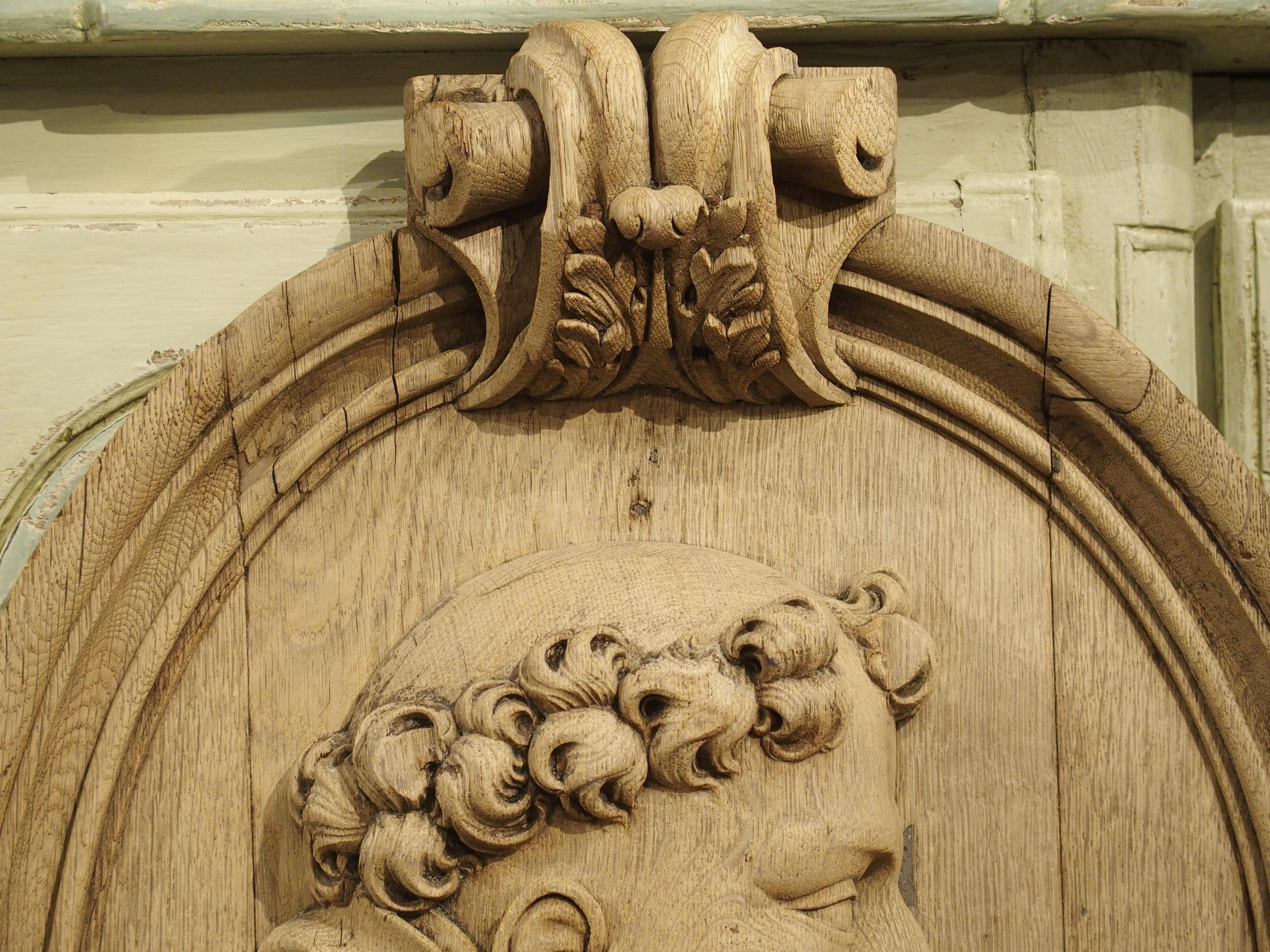 Impressive French Carved Heavy Oak Profile Plaque of a Monk, circa 1860 In Good Condition In Dallas, TX