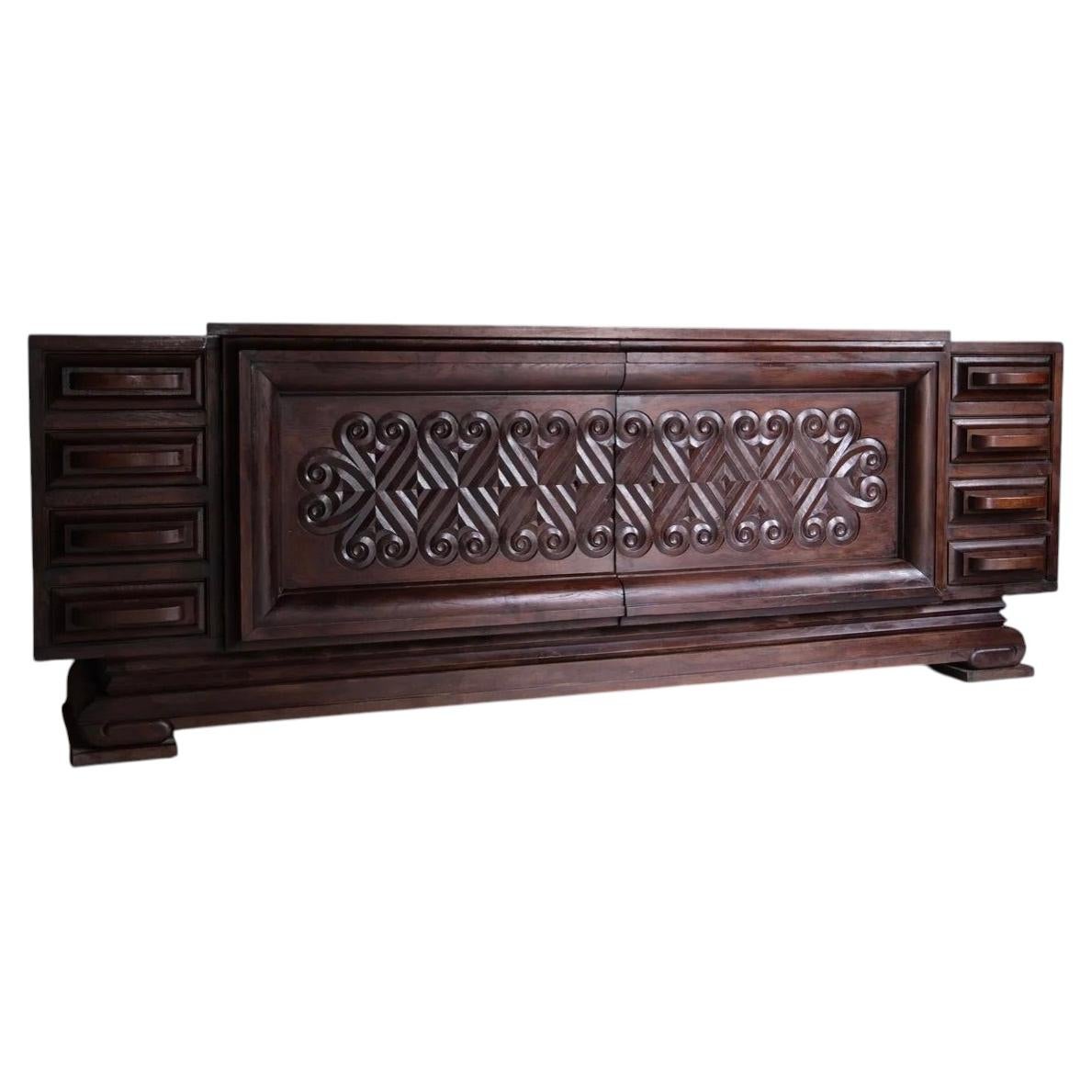 Impressive French Carved Sideboard by Andre Le Picard, 1940s For Sale