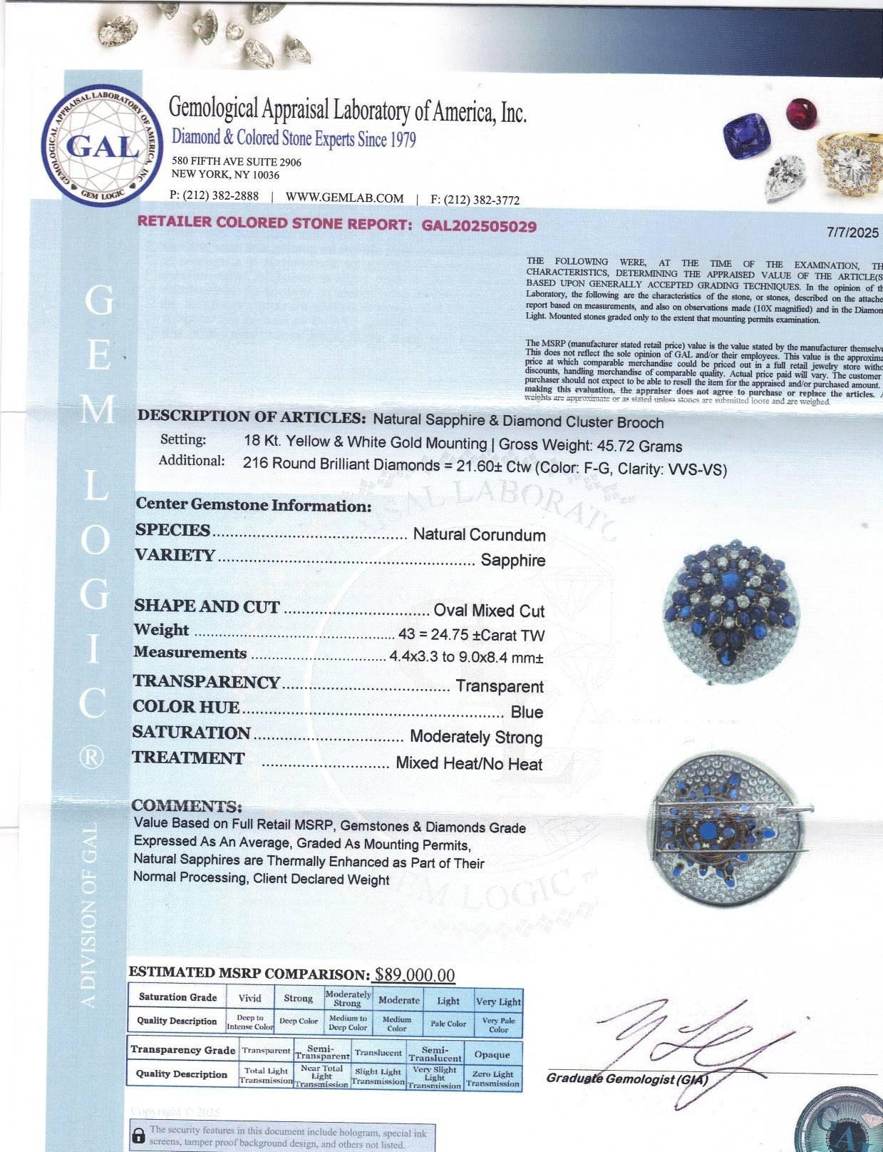 Impressionnante broche française en diamant et saphir Unisexe en vente