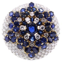 Impressionante spilla francese con diamante e zaffiro