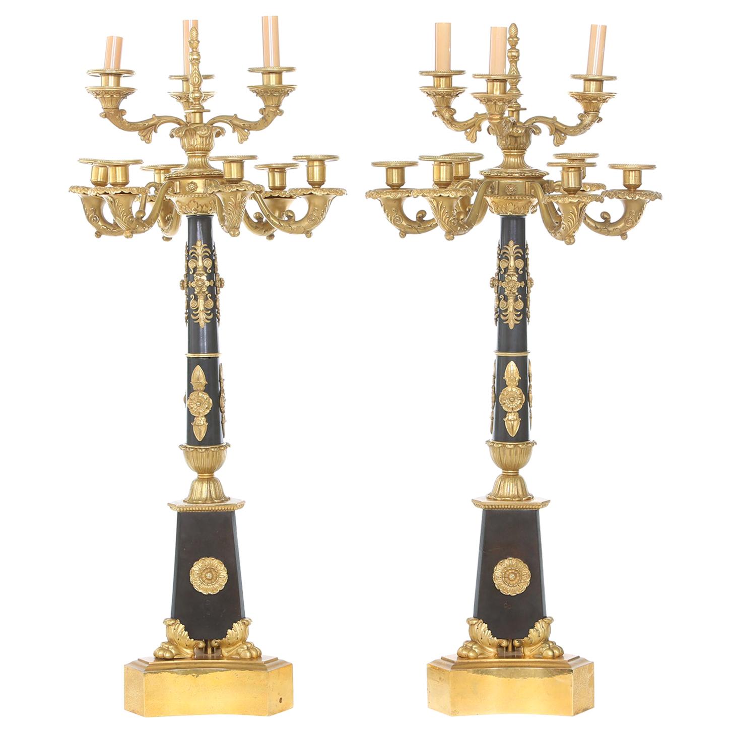 Impressive French Gilt Bronze Torchieres / Candelabras