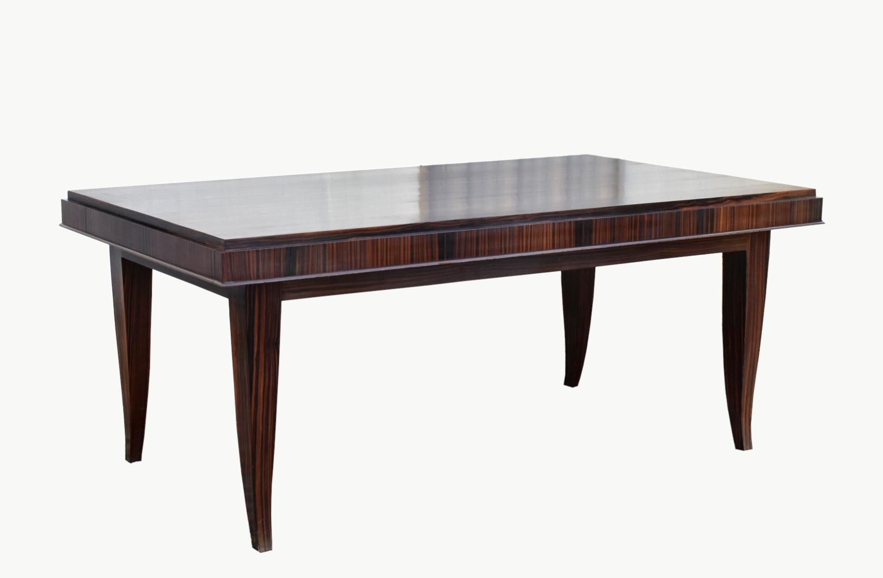 Impressive French Macassar Ebony Dining Table Art Deco Style For Sale 5