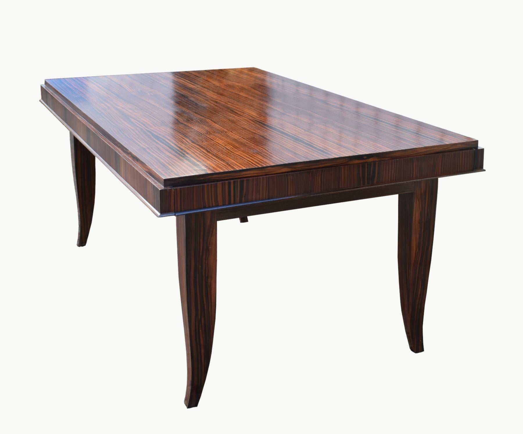 Impressive French Macassar Ebony Dining Table Art Deco Style For Sale 8