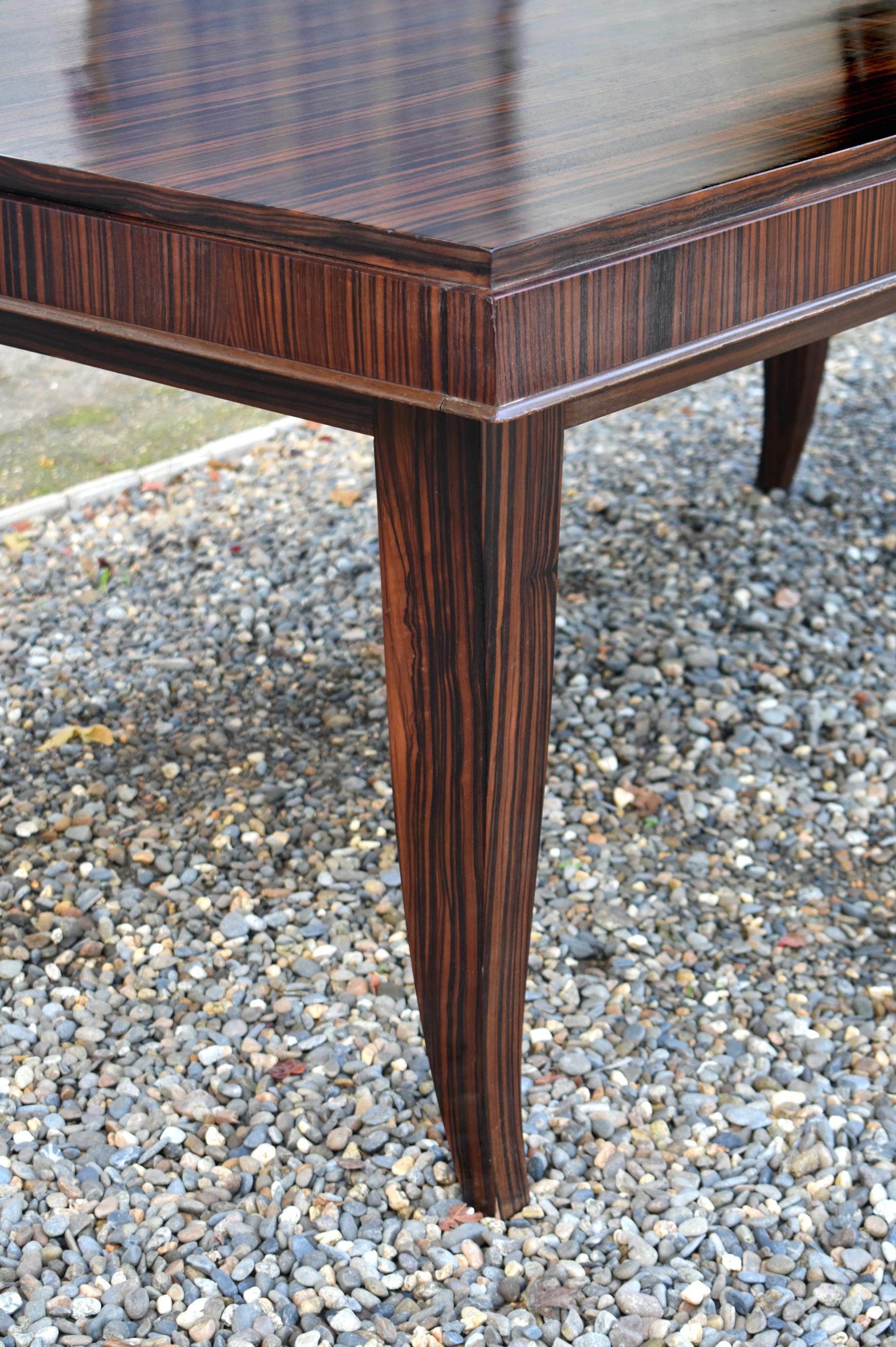 Impressive French Macassar Ebony Dining Table Art Deco Style For Sale 10