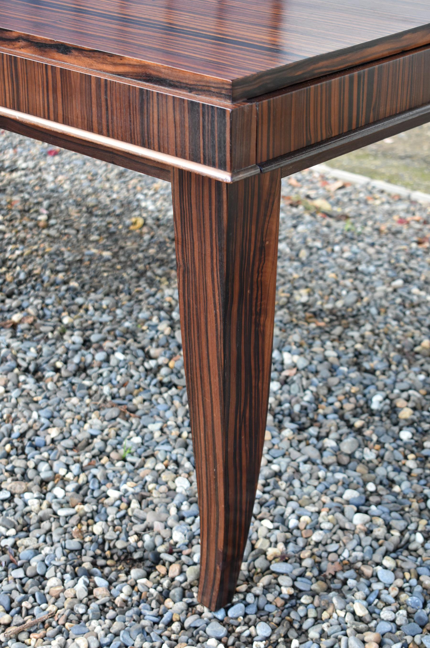 Impressive French Macassar Ebony Dining Table Art Deco Style For Sale 11