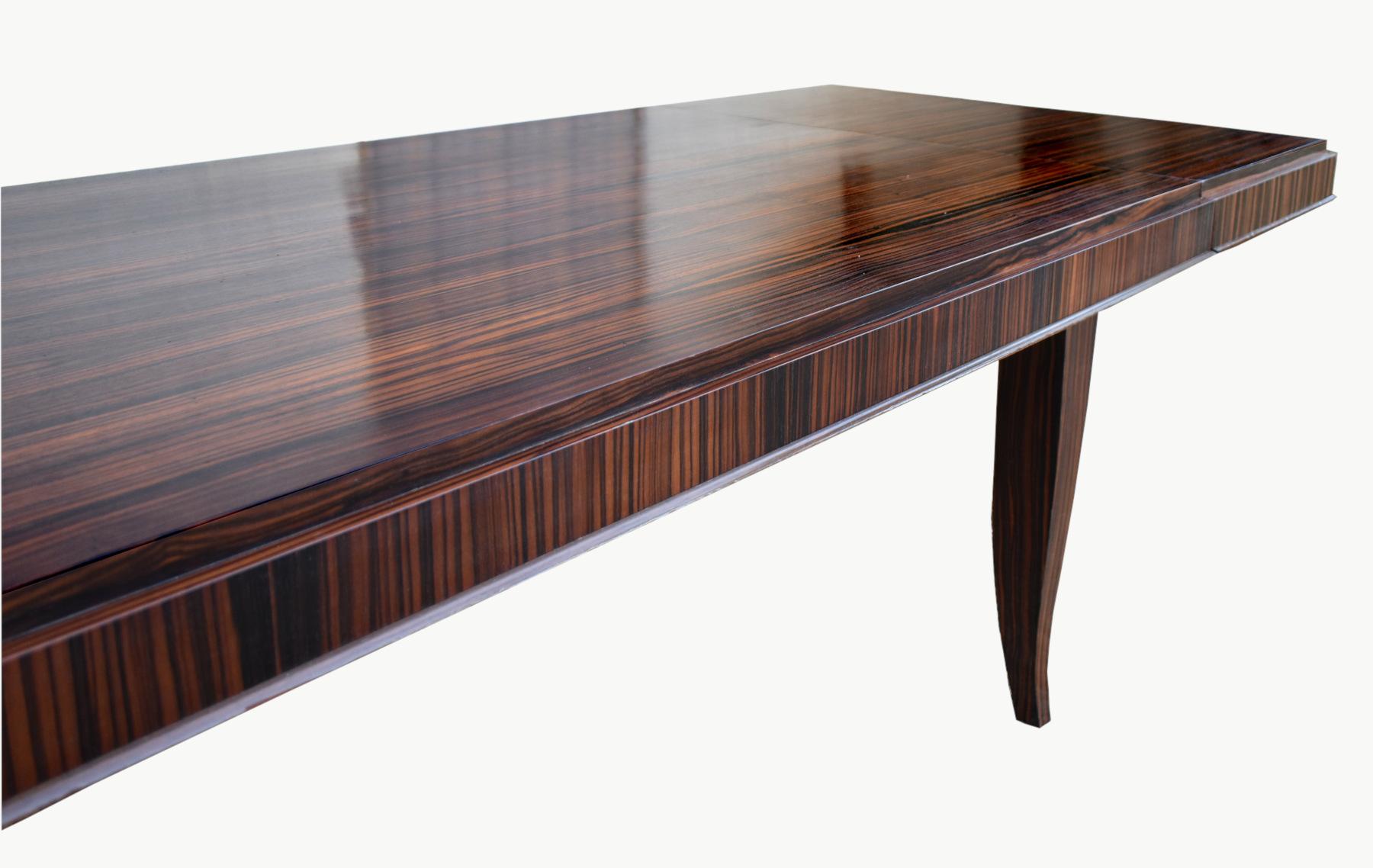 20th Century Impressive French Macassar Ebony Dining Table Art Deco Style For Sale