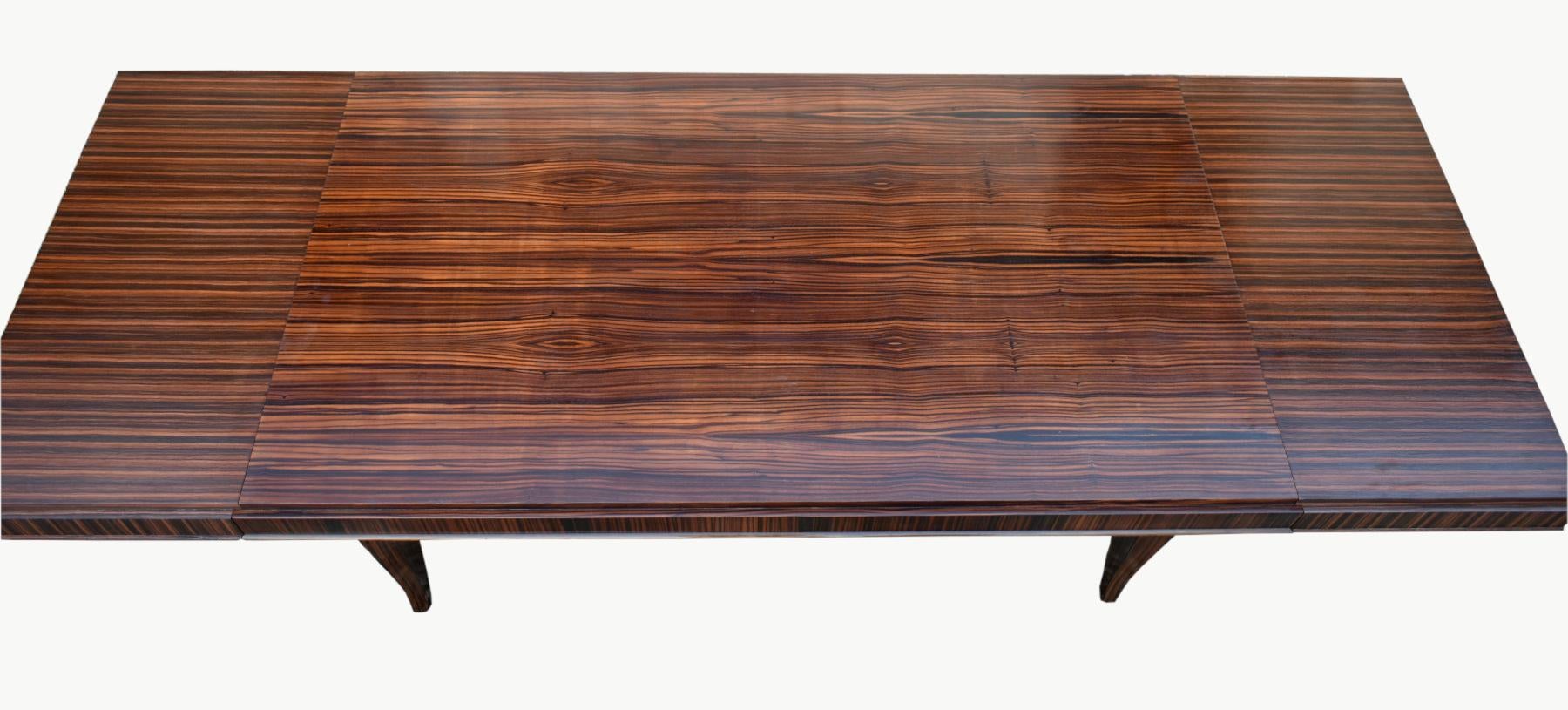 Impressive French Macassar Ebony Dining Table Art Deco Style For Sale 3