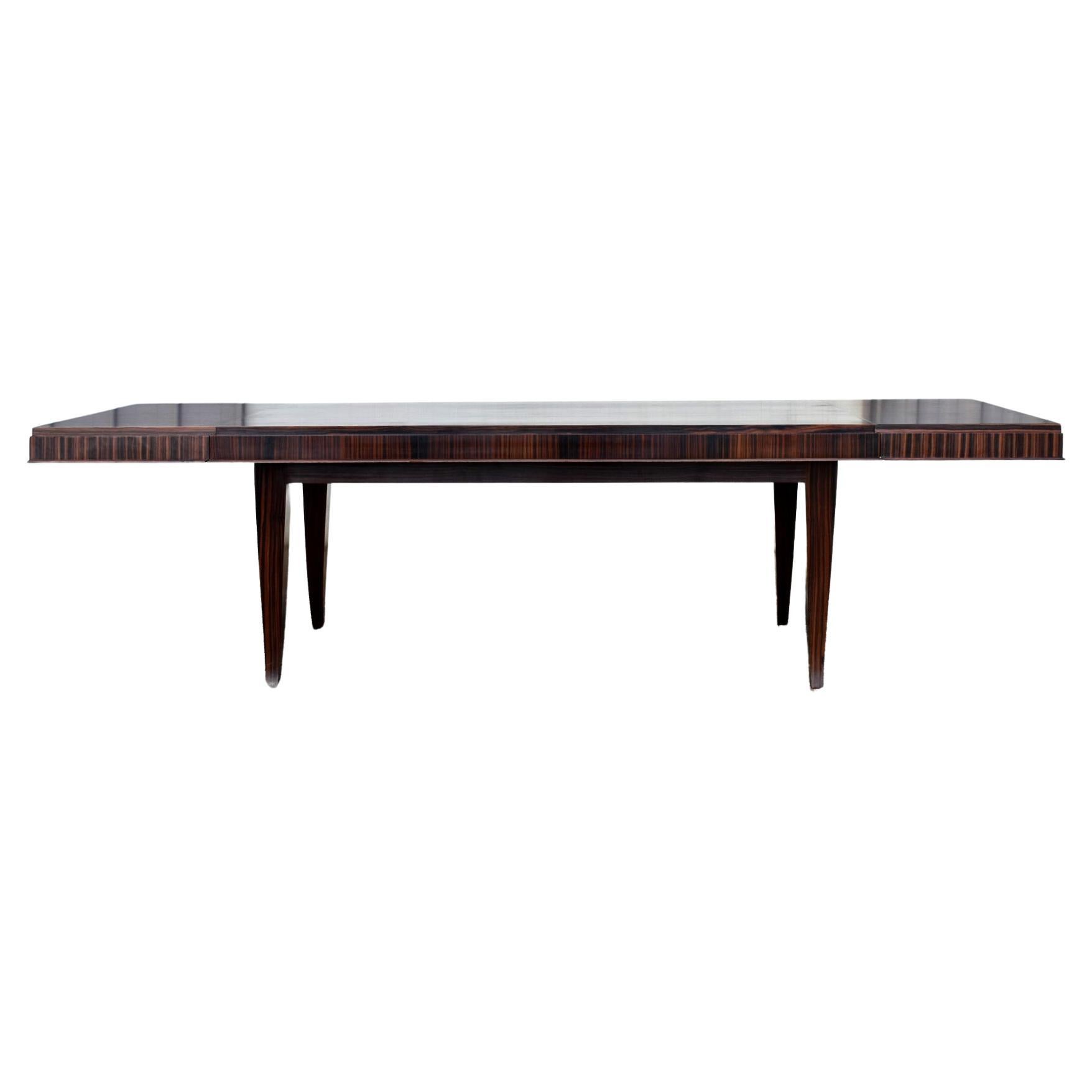 Impressive French Macassar Ebony Dining Table Art Deco Style For Sale