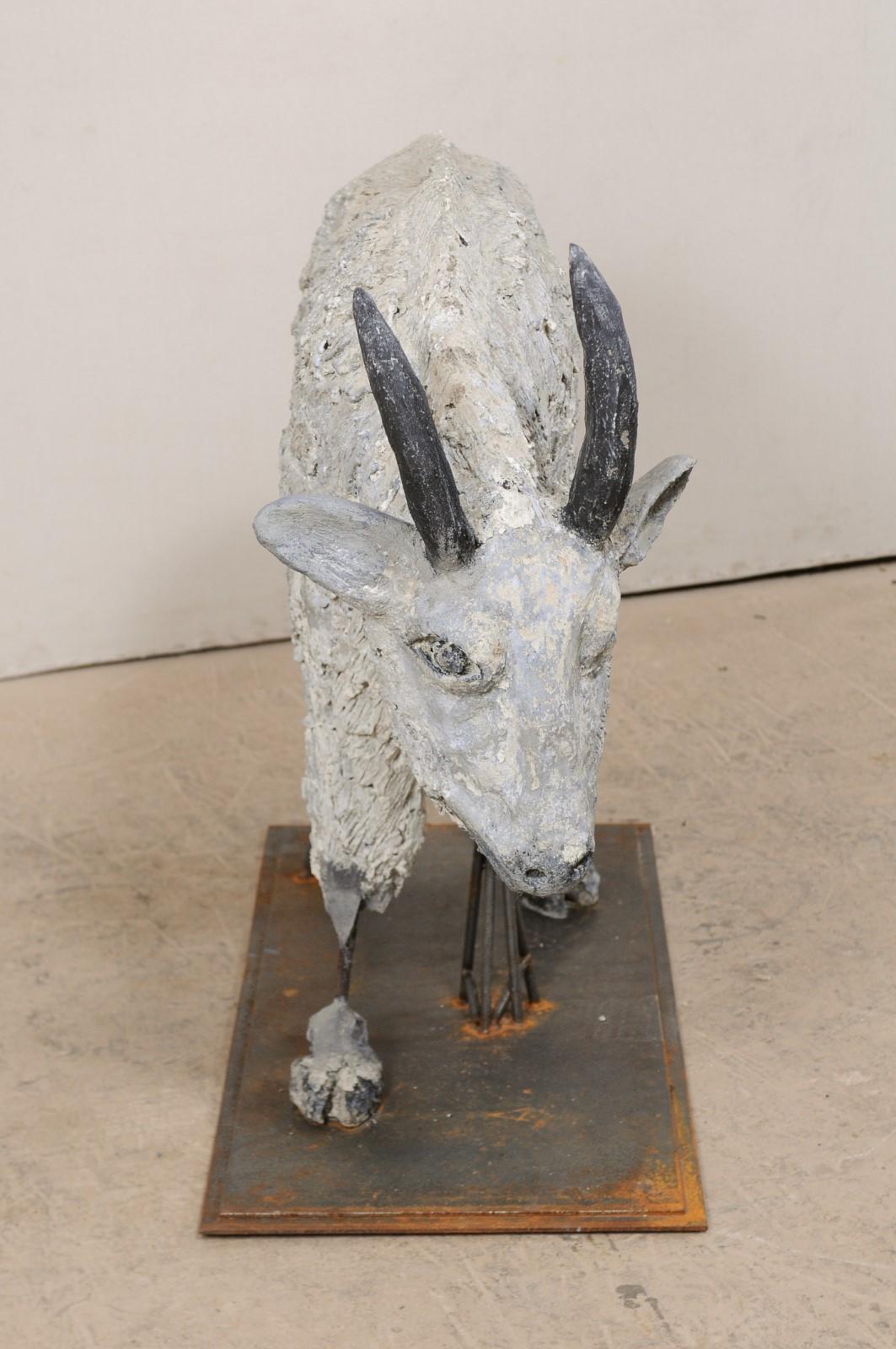 Impressive French Mountain Goat Statue, 3+ FT Tall In Good Condition In Atlanta, GA