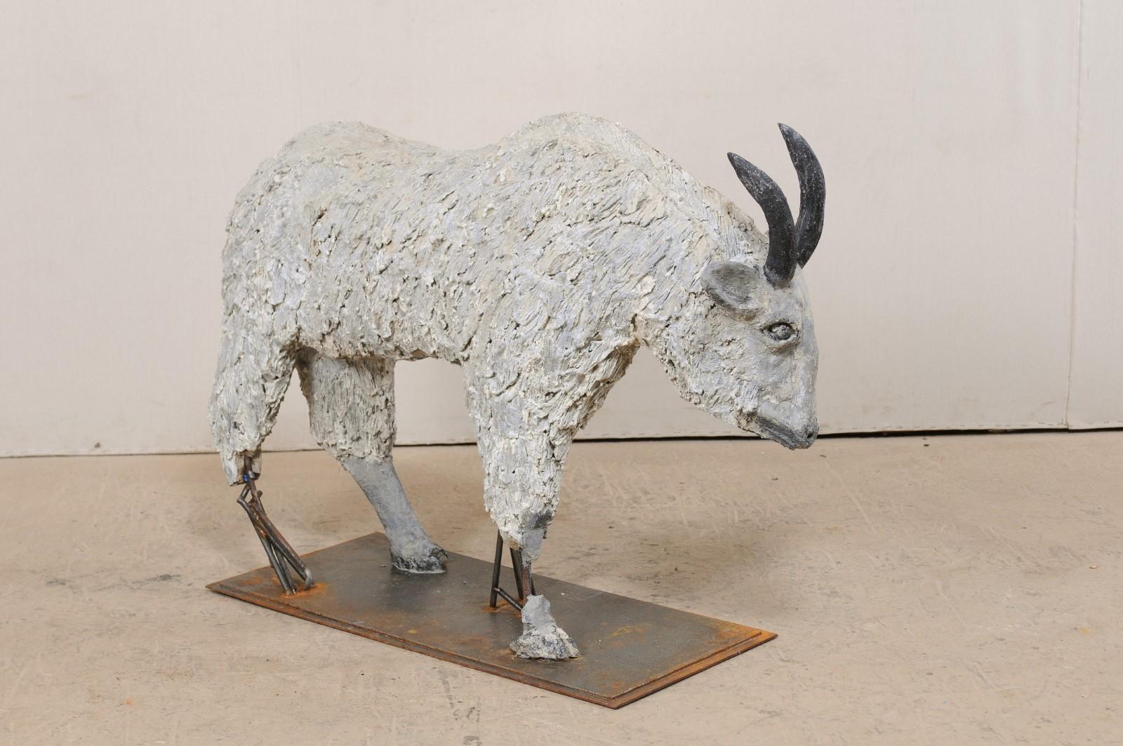 Impressive French Mountain Goat Statue, 3+ FT Tall 1