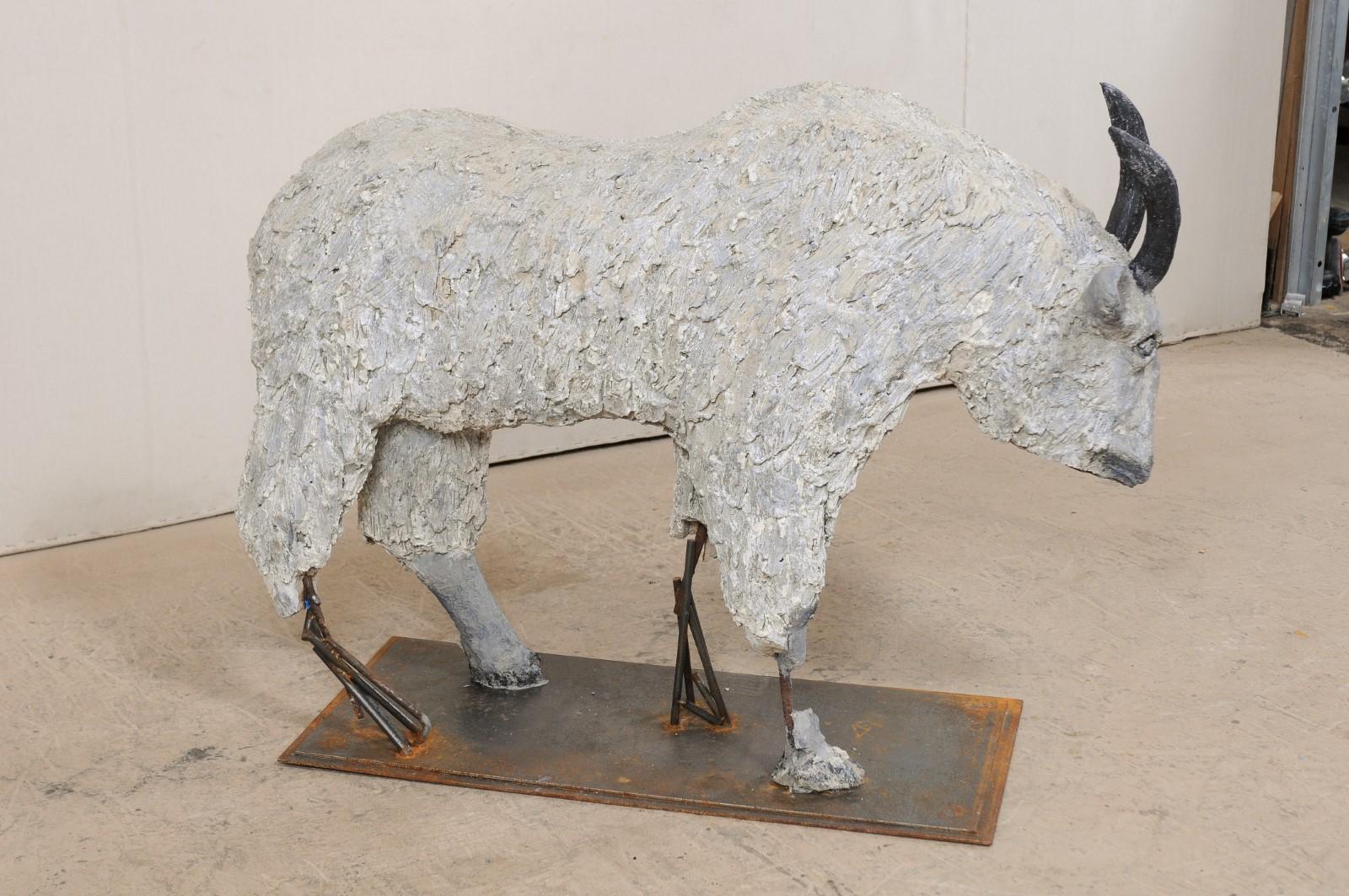 Impressive French Mountain Goat Statue, 3+ FT Tall 2