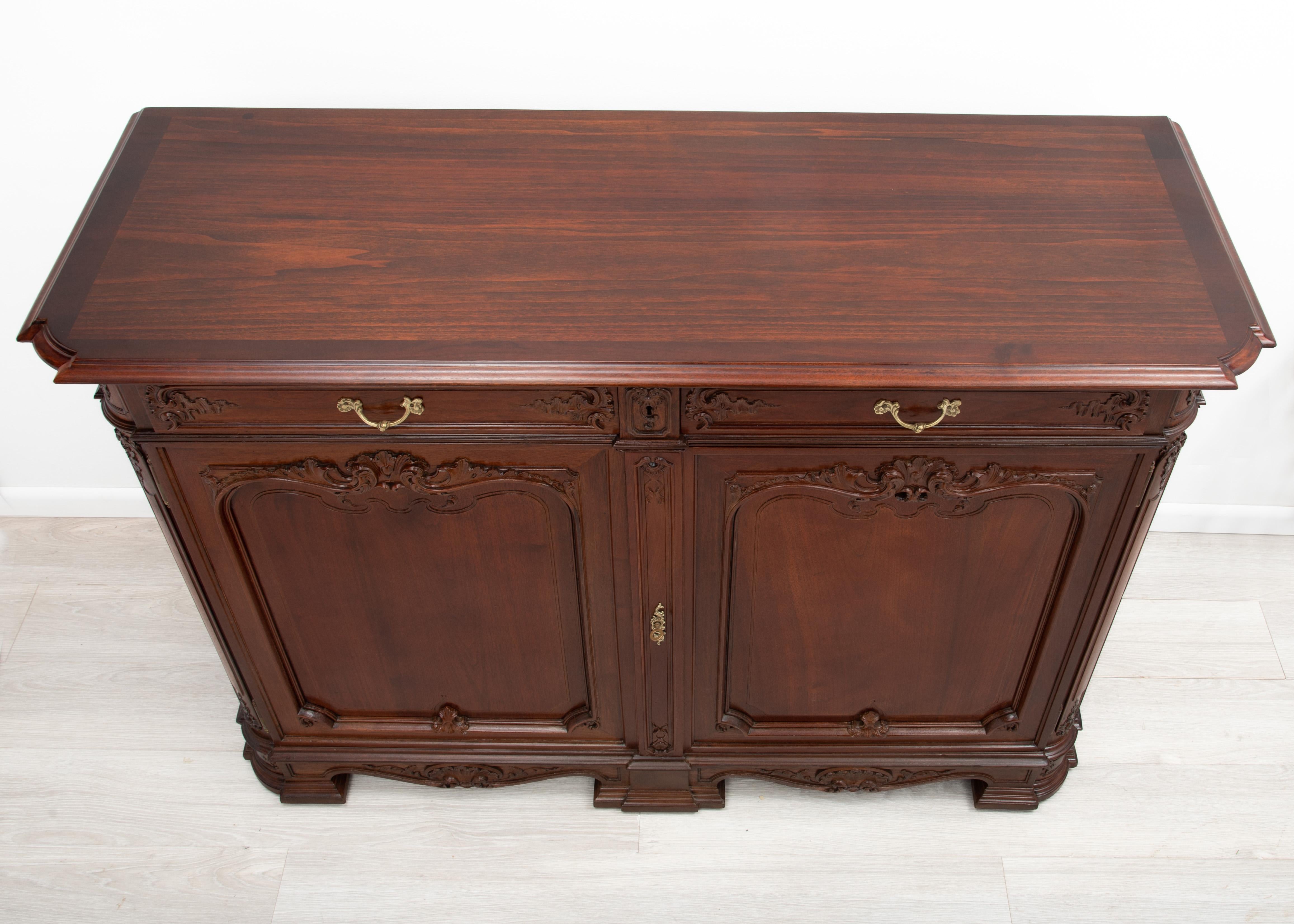 Impressive French Provincial Walnut Brass Buffet Sideboard Antique 19th Century For Sale 6