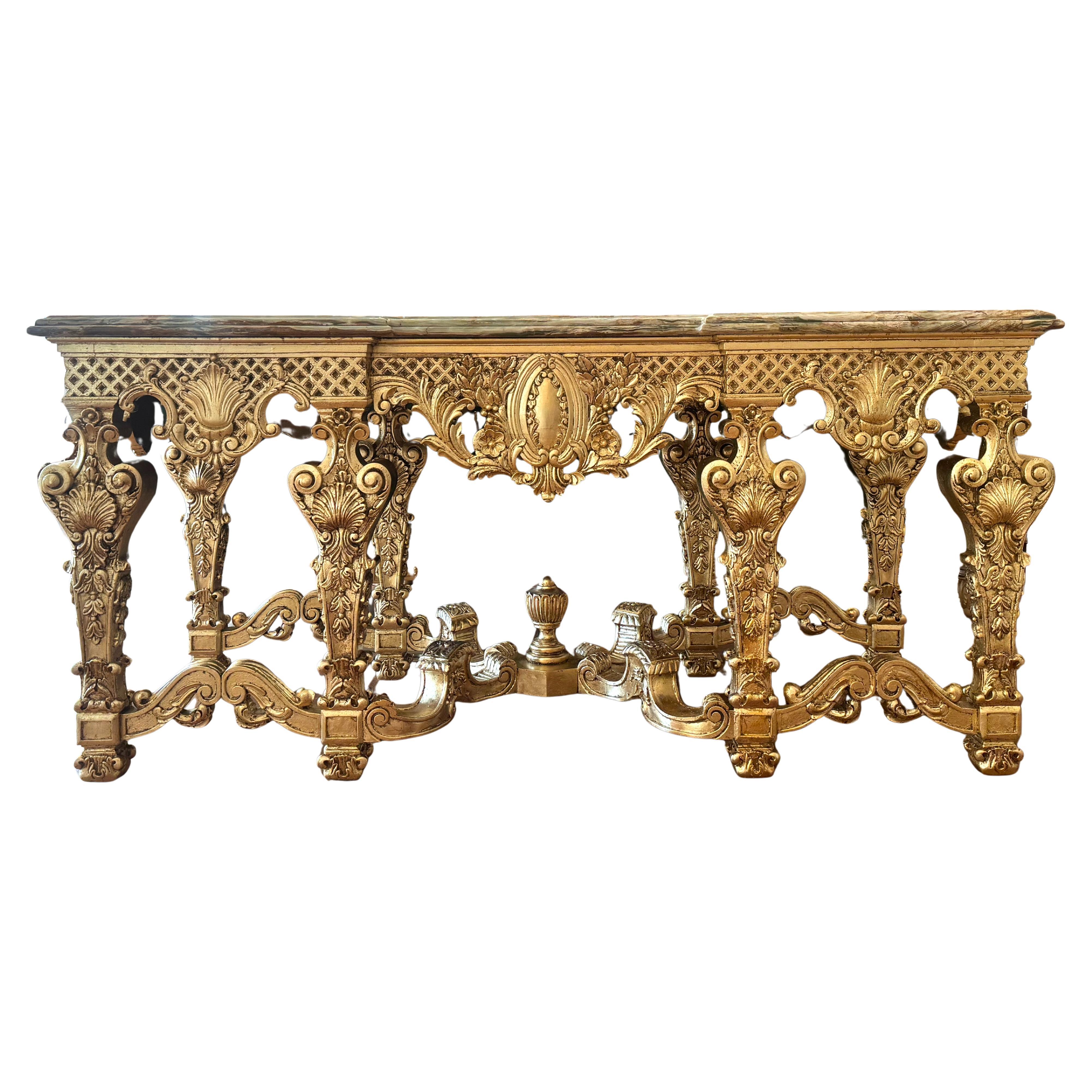 Impressive French Regency Style Onyx Top Giltwood Center Table