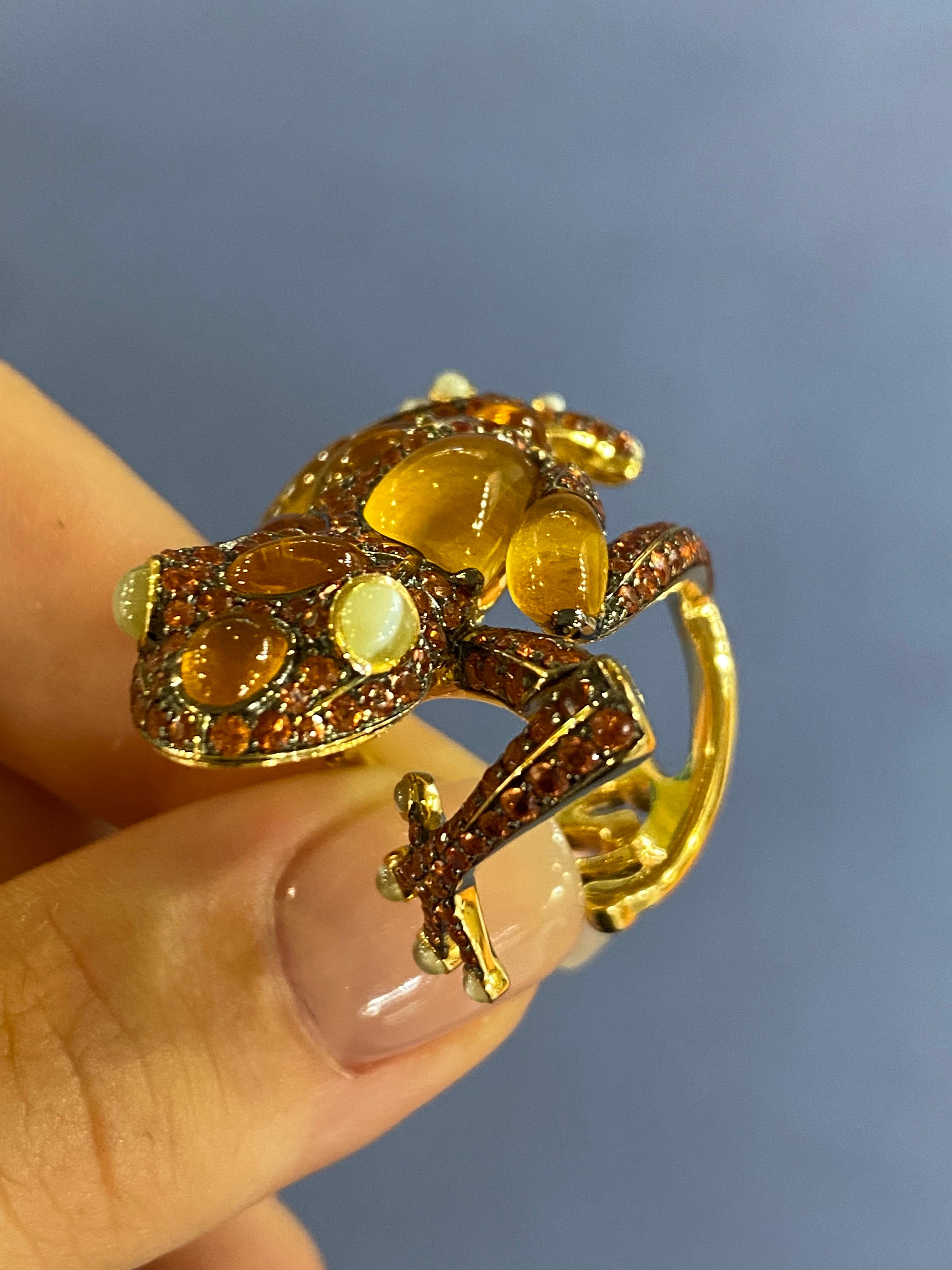 Beeindruckender Frosch-Ring aus gelbem 18 Karat Gold für ihr (Moderne) im Angebot