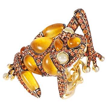 Impressive Frog Yellow 18k Gold Ring for Her For Sale