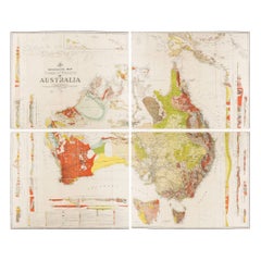 Impressionante carta geologica dell'Australia - Raro espositore da parete di grandi dimensioni, 1931-32