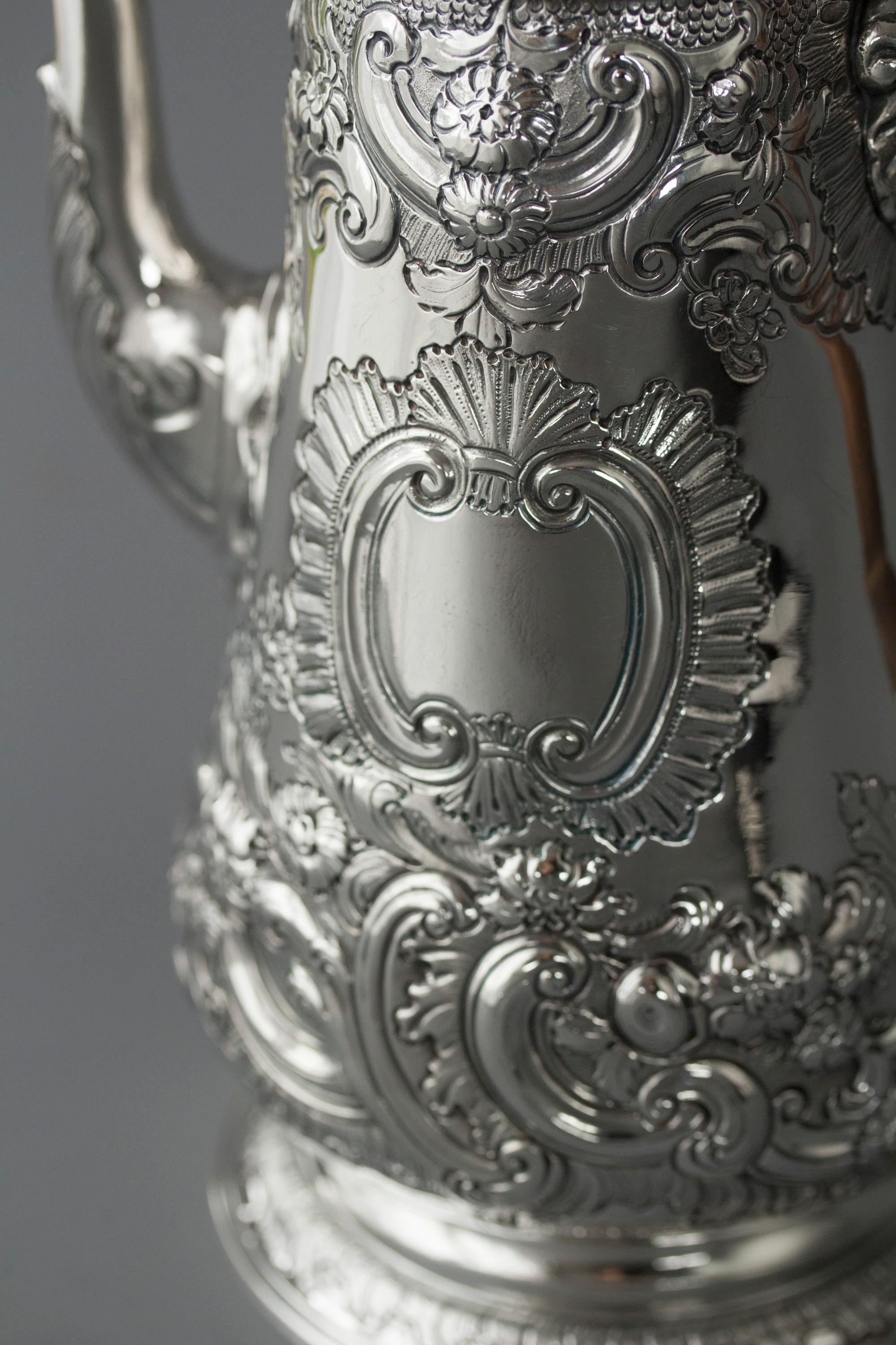 Impressive George II Silver Coffee Pot, London 1751 5