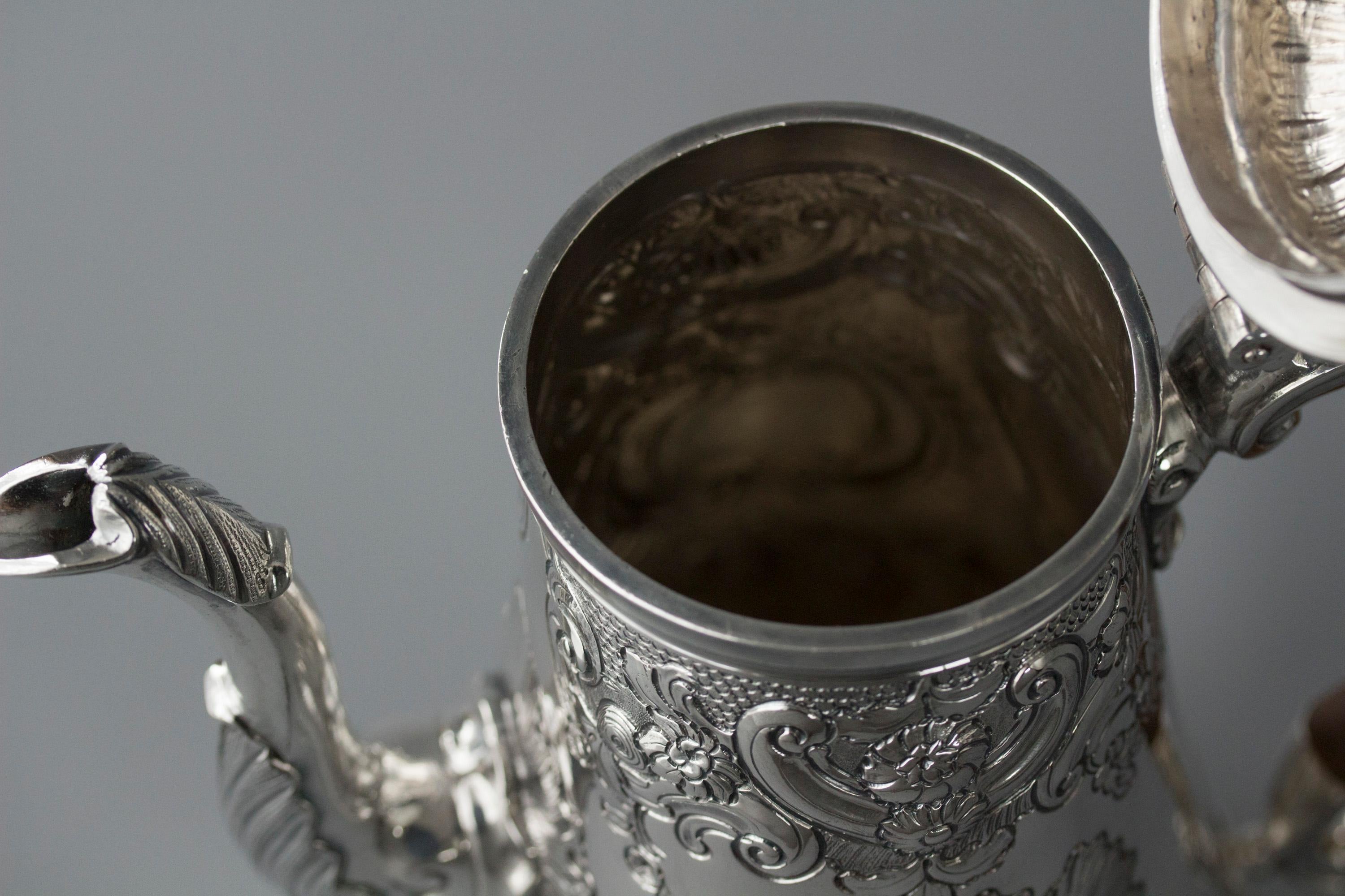 Impressive George II Silver Coffee Pot, London 1751 13
