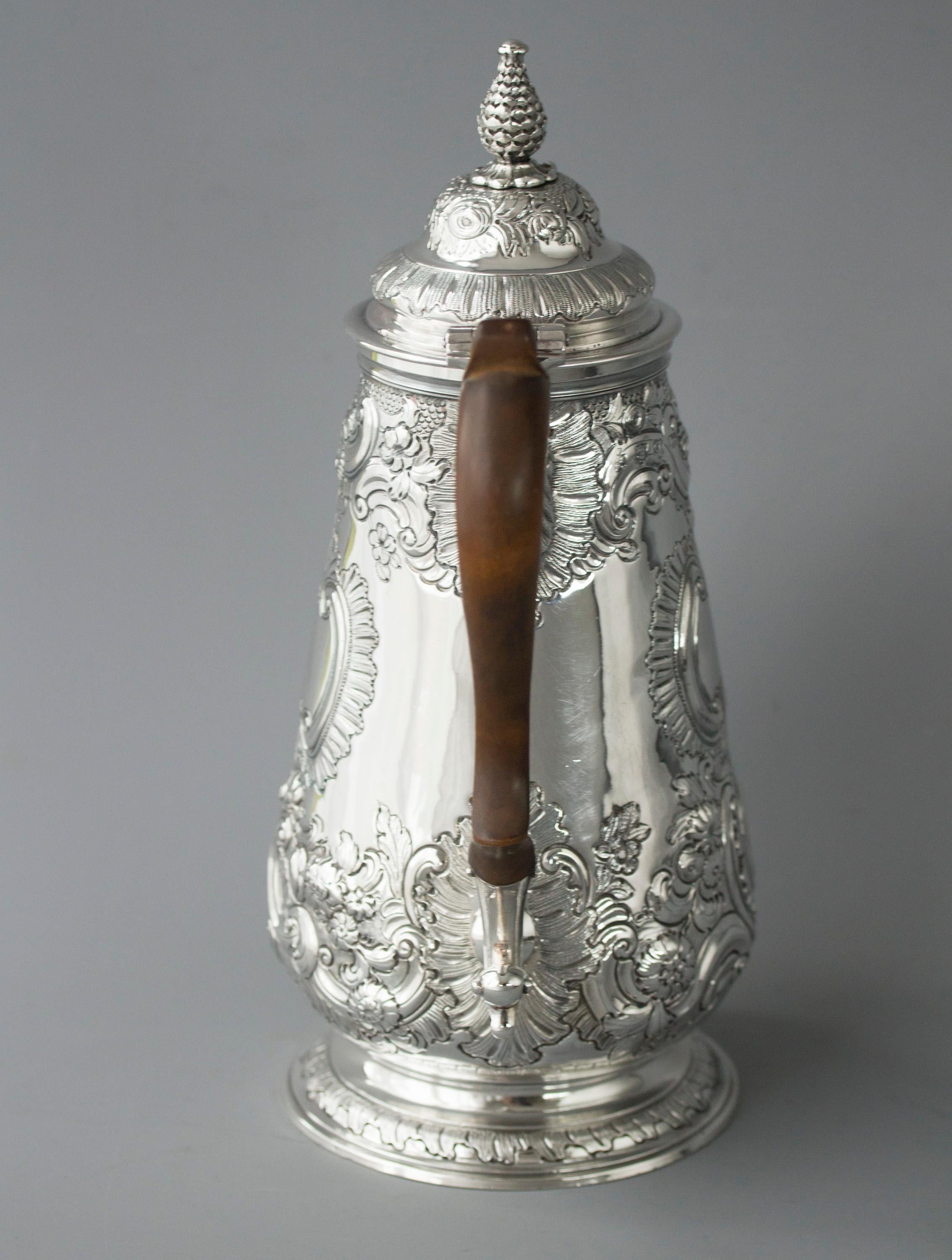 Sterling Silver Impressive George II Silver Coffee Pot, London 1751