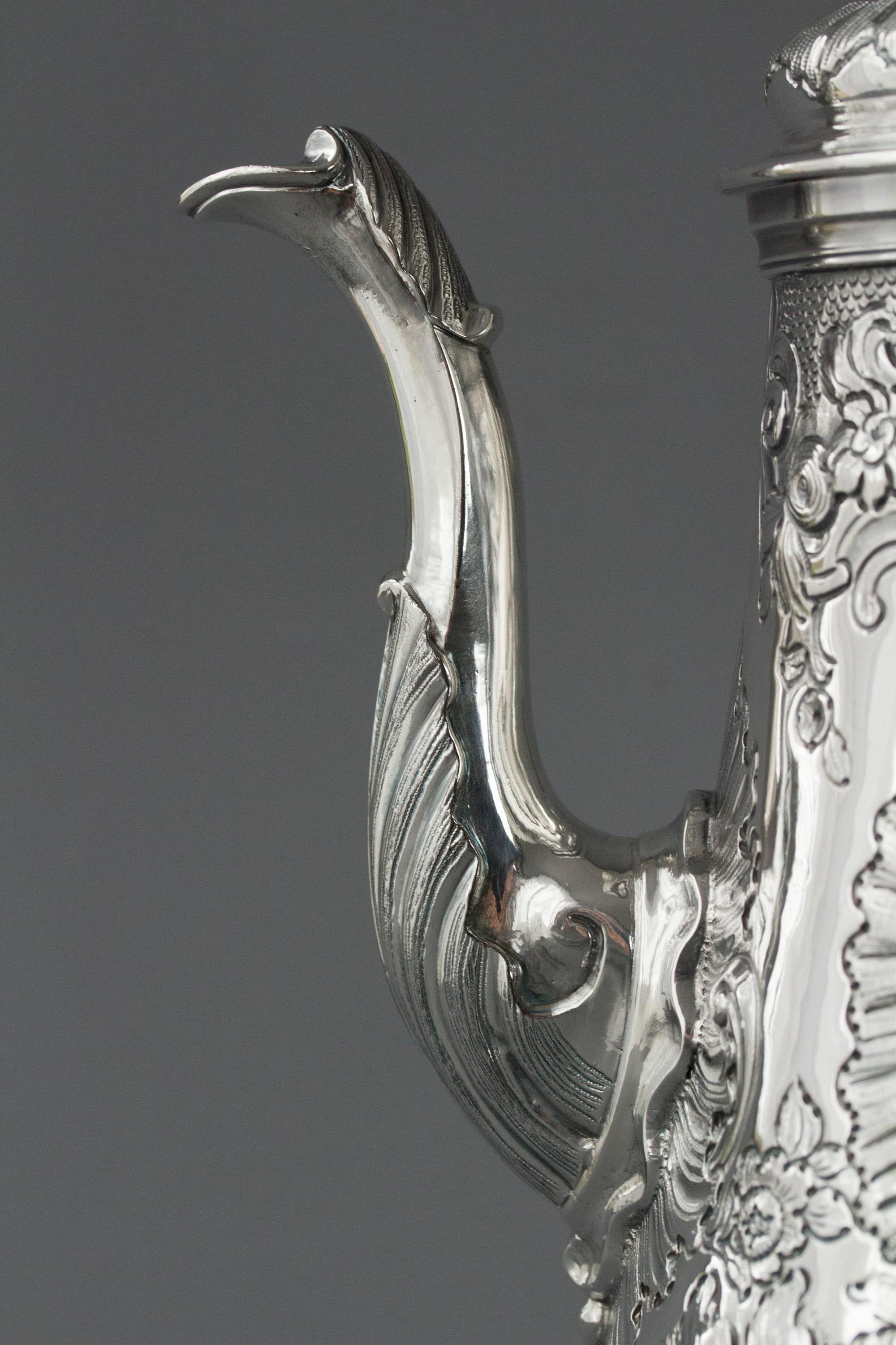 Impressive George II Silver Coffee Pot, London 1751 3