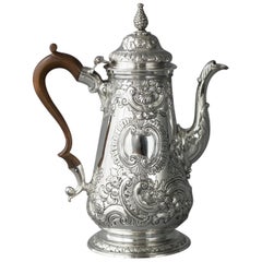 Impressive George II Silver Coffee Pot, London 1751