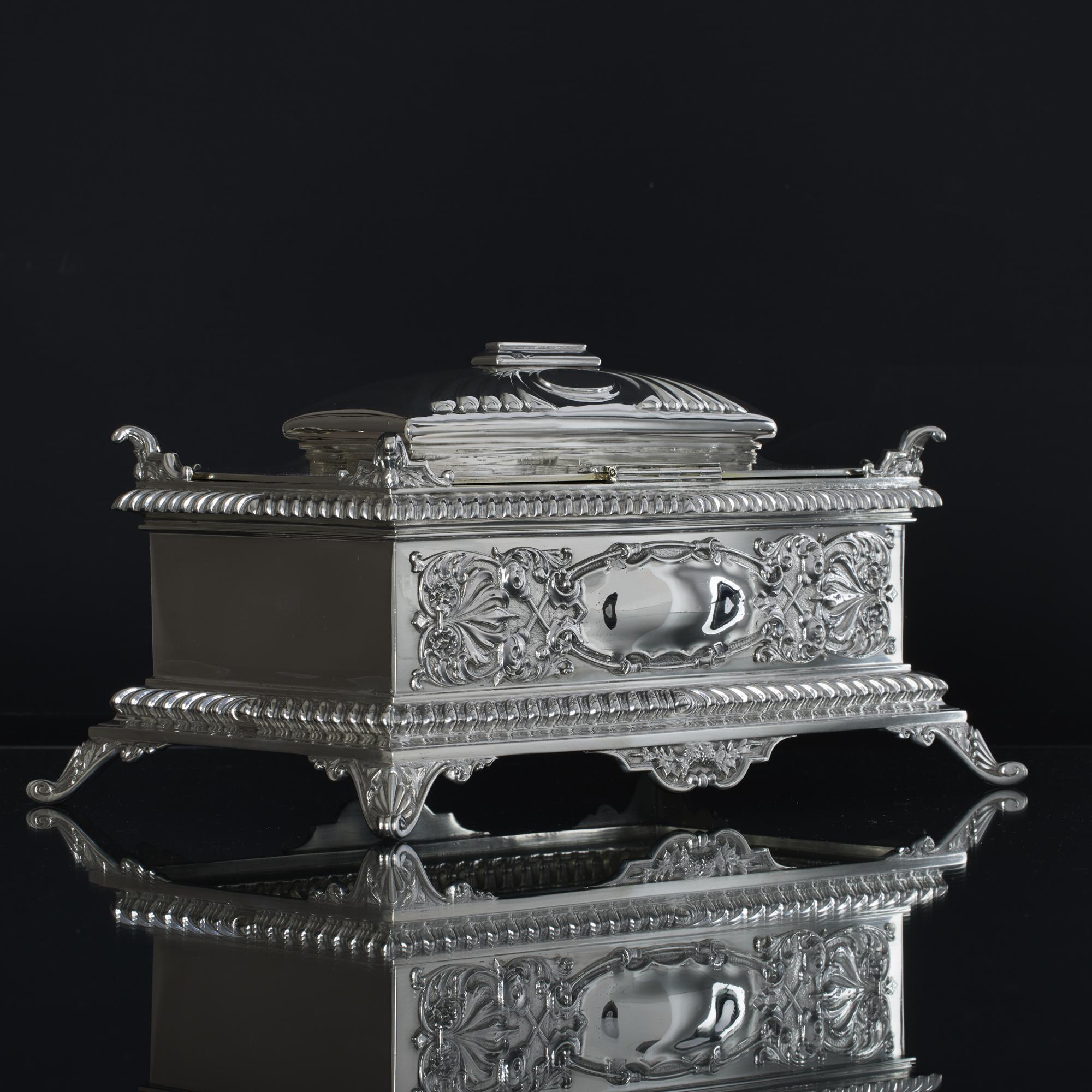 20th Century Large Edwardian silver chest jewellery box For Sale