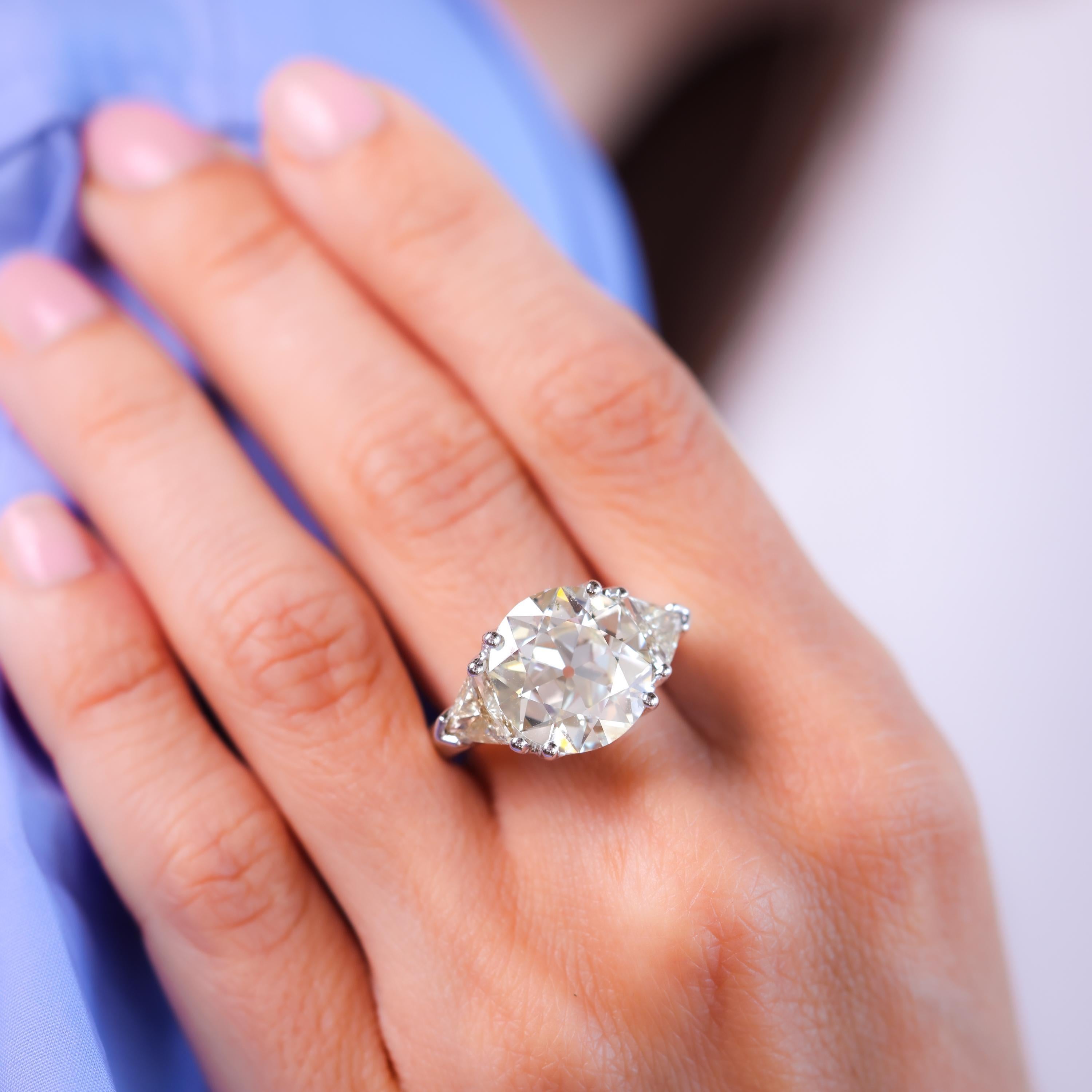 Old European Cut Impressive GIA 8.16 carat old European cut diamond engagement ring