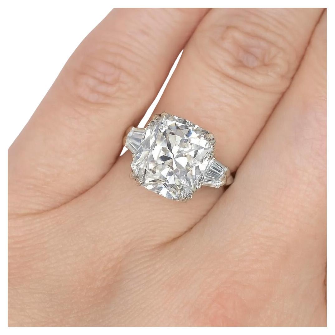 Impressionnante bague en platine certifiée GIA de 4,07 carats de diamants taillés en ancienne mine en vente