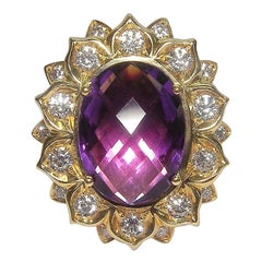 Beeindruckender Gianni Lazaro 7,84 Karat Amethyst Diamant Gelb 18 Karat Gold Ring