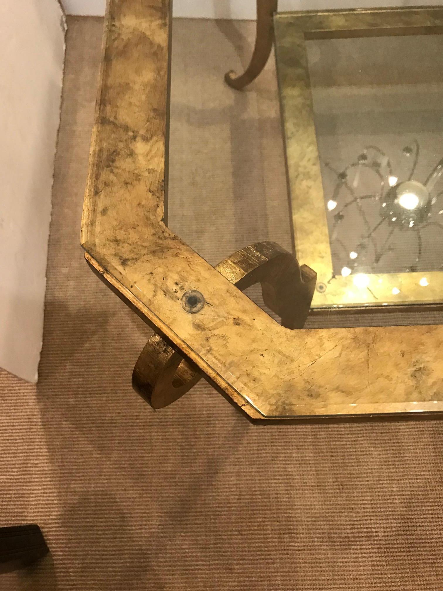 Impressive Gilt Iron and Glass Two-Tier Coffee Table 3