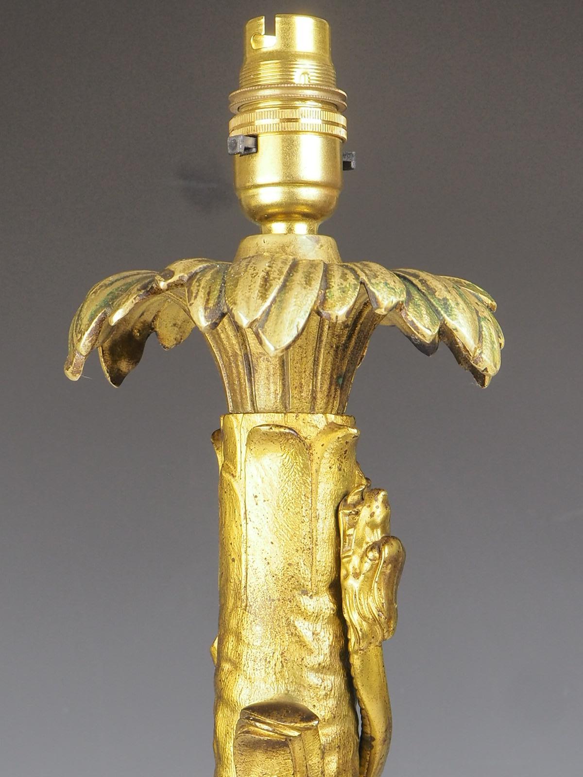 Metal Impressive Gilt Laquared Tree with Serpent Snake Table Lamp For Sale