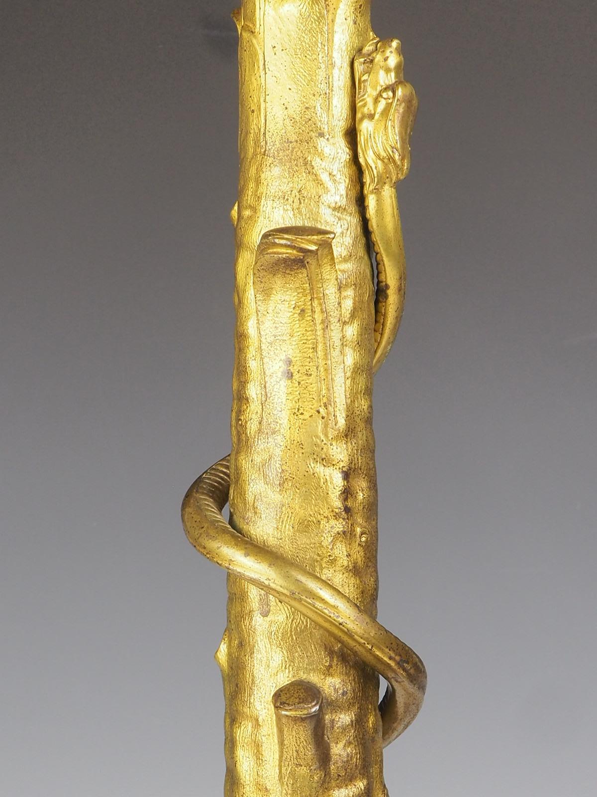 Impressive Gilt Laquared Tree with Serpent Snake Table Lamp For Sale 2