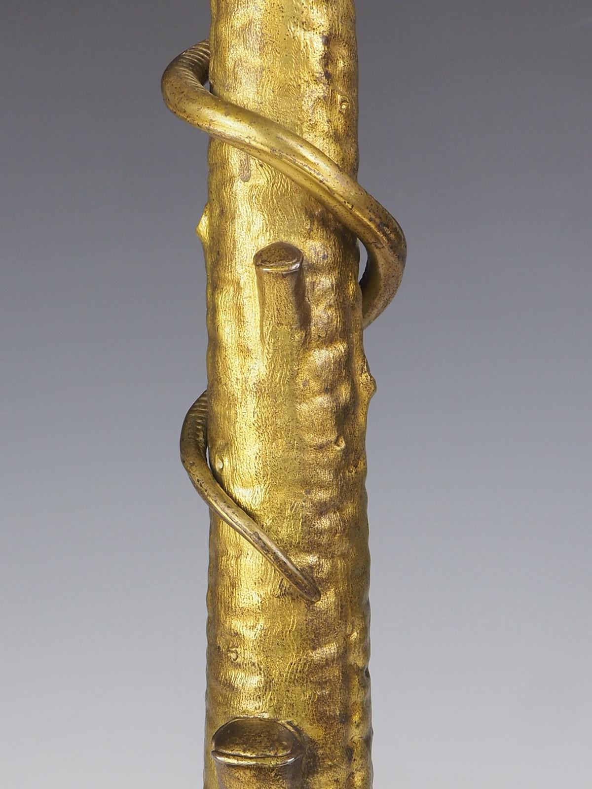 Impressive Gilt Laquared Tree with Serpent Snake Table Lamp For Sale 4