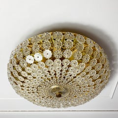 Impressive Glass Flushmount Chandelier, H. Richter, 1950s