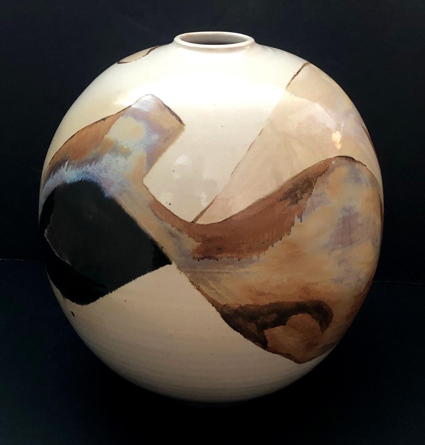 Hand-Crafted Impressive Glazed Ovoid-Form Pot/Vessel, Signed by Listed Ceramicist Sasha Makov