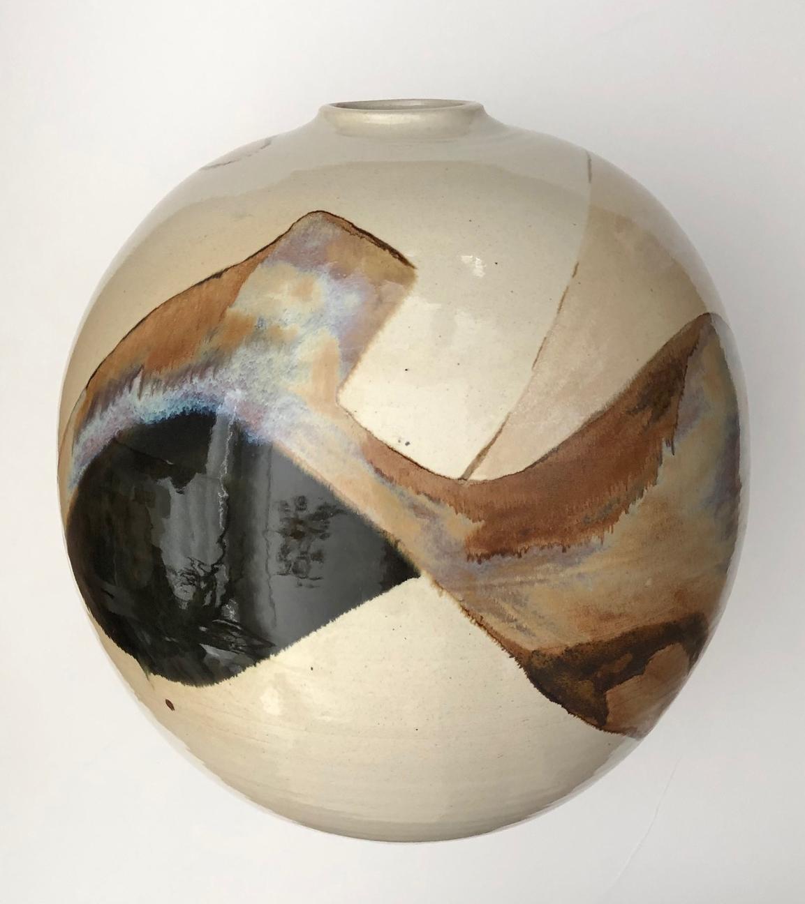 Pottery Impressive Glazed Ovoid-Form Pot/Vessel, Signed by Listed Ceramicist Sasha Makov