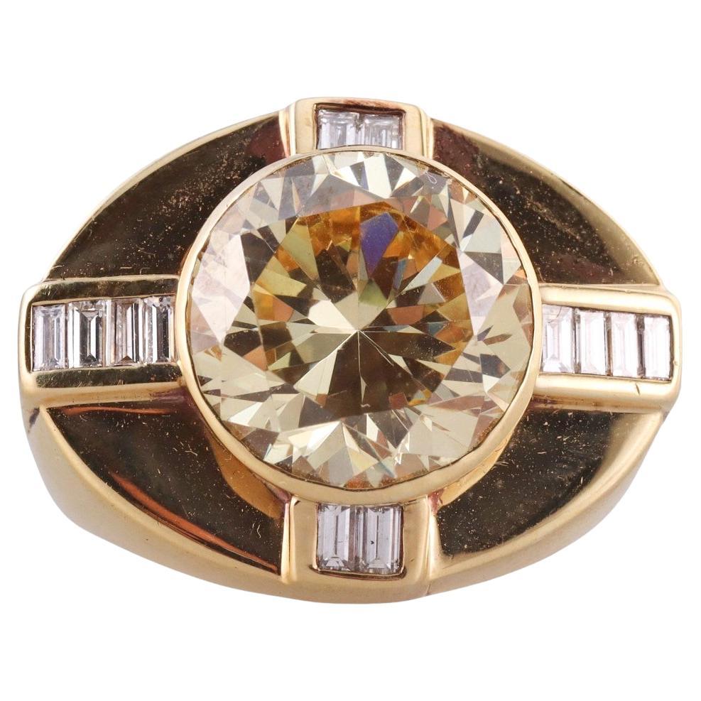Beeindruckender Gold-Diamant- Citrin-Ring im Angebot