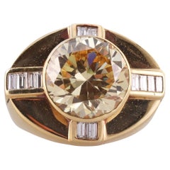 Vintage Impressive Gold Diamond Citrine Ring