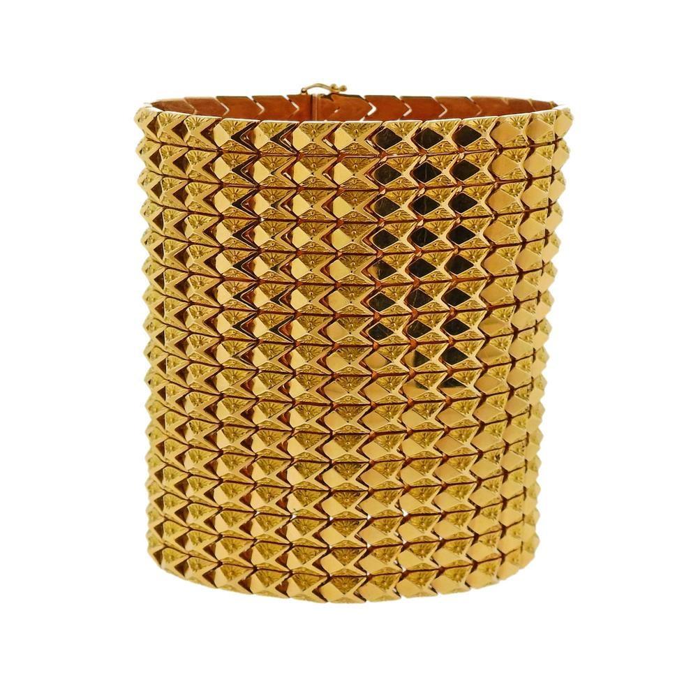 Impressive Gold Extra Wide Bracelet In Excellent Condition In New York, NY