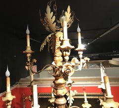Impressive Grand Scale Tole Decorated Three-Tier Chandelier