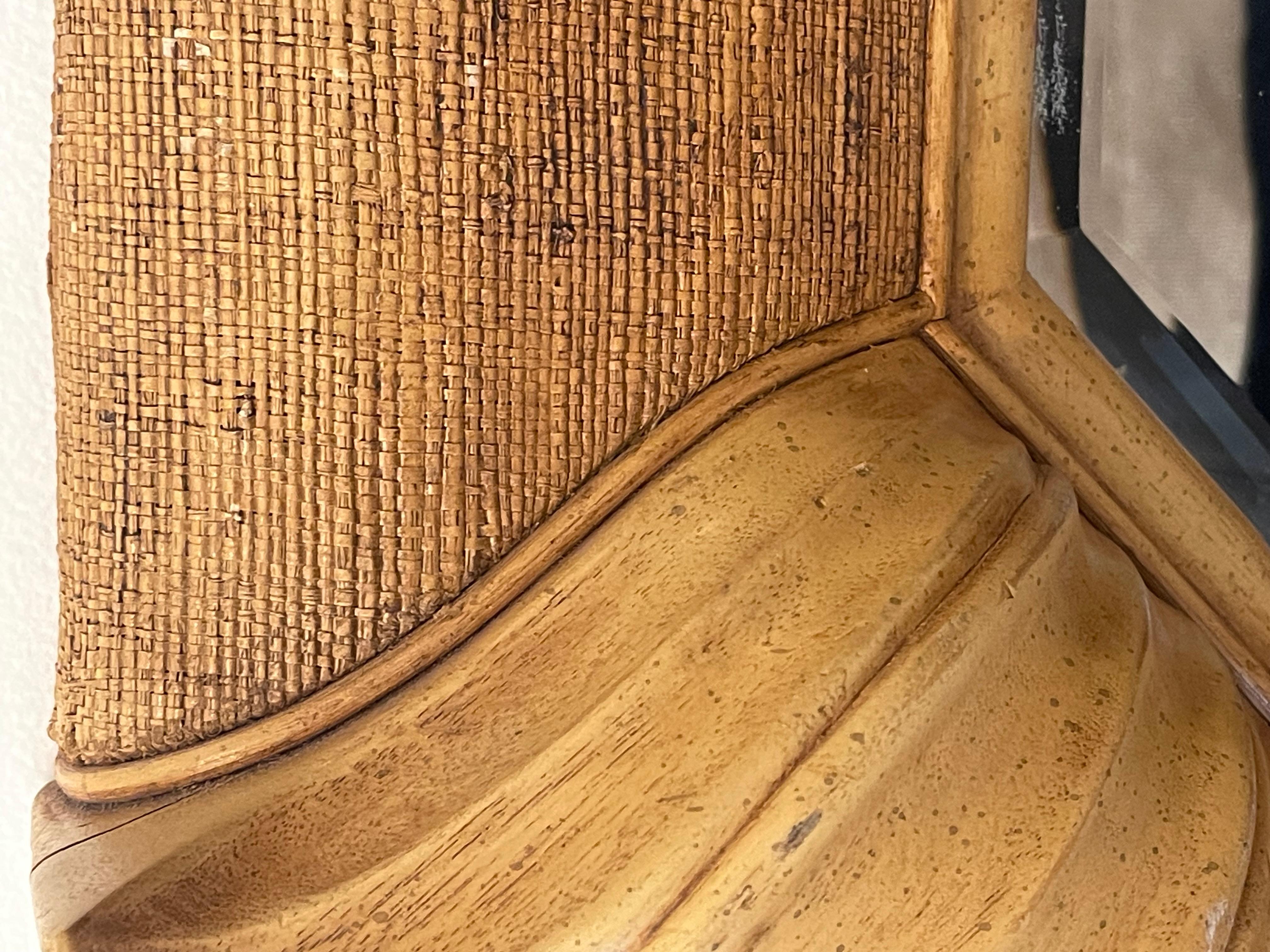 Mid-20th Century Impressive Grasscloth Mirror With Cheetah Painting For Sale