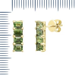 Impressive Green Sapphire Diamond Yellow Gold Earrings