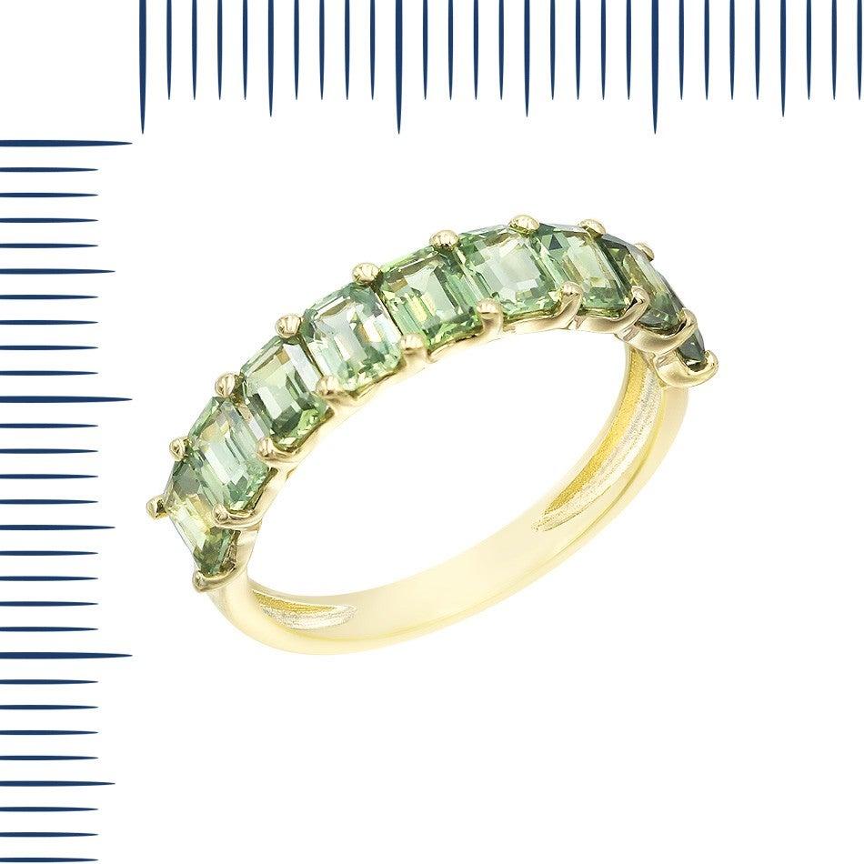 For Sale:  Impressive Green Sapphire Diamond Yellow Gold Ring 2