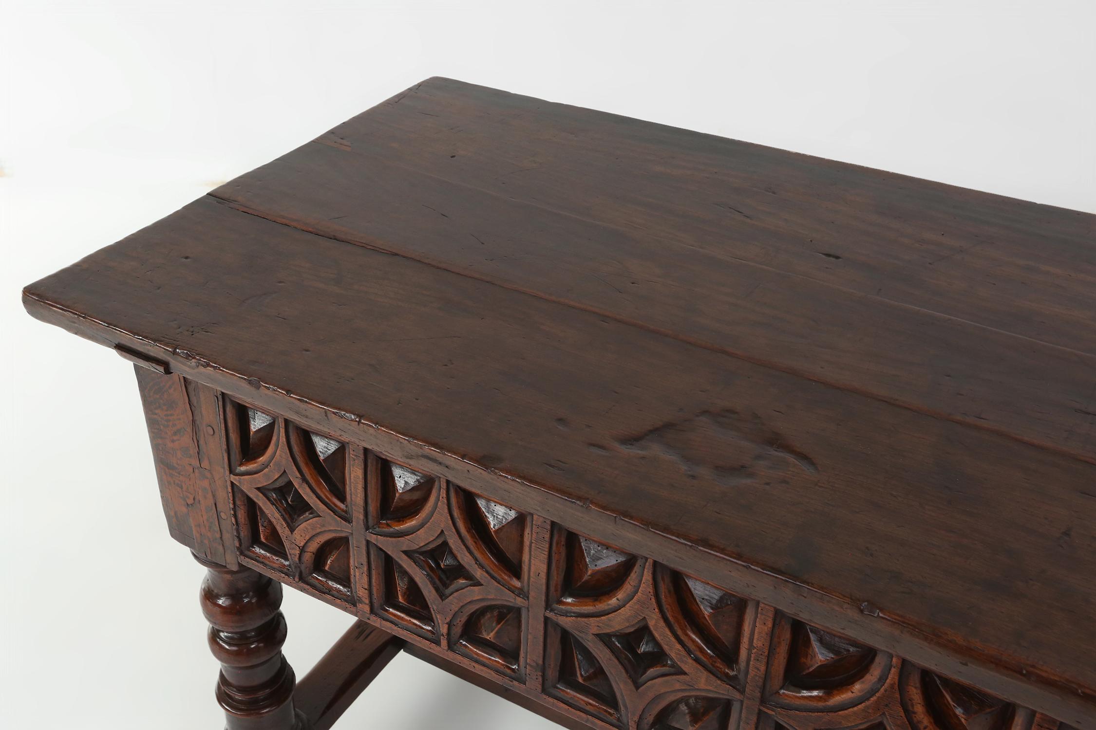 Impressive hand carved console table in oak, Spain, ca. 1550 12